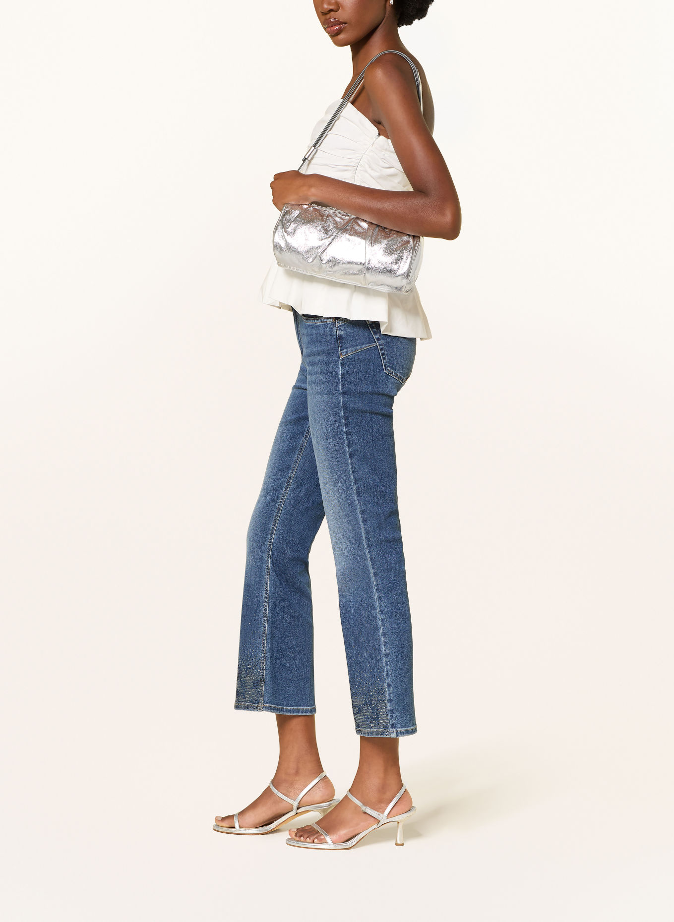LIU JO Flared Jeans PRINCESS mit Schmucksteinen: 79077 Den.Blue dk.sparklin