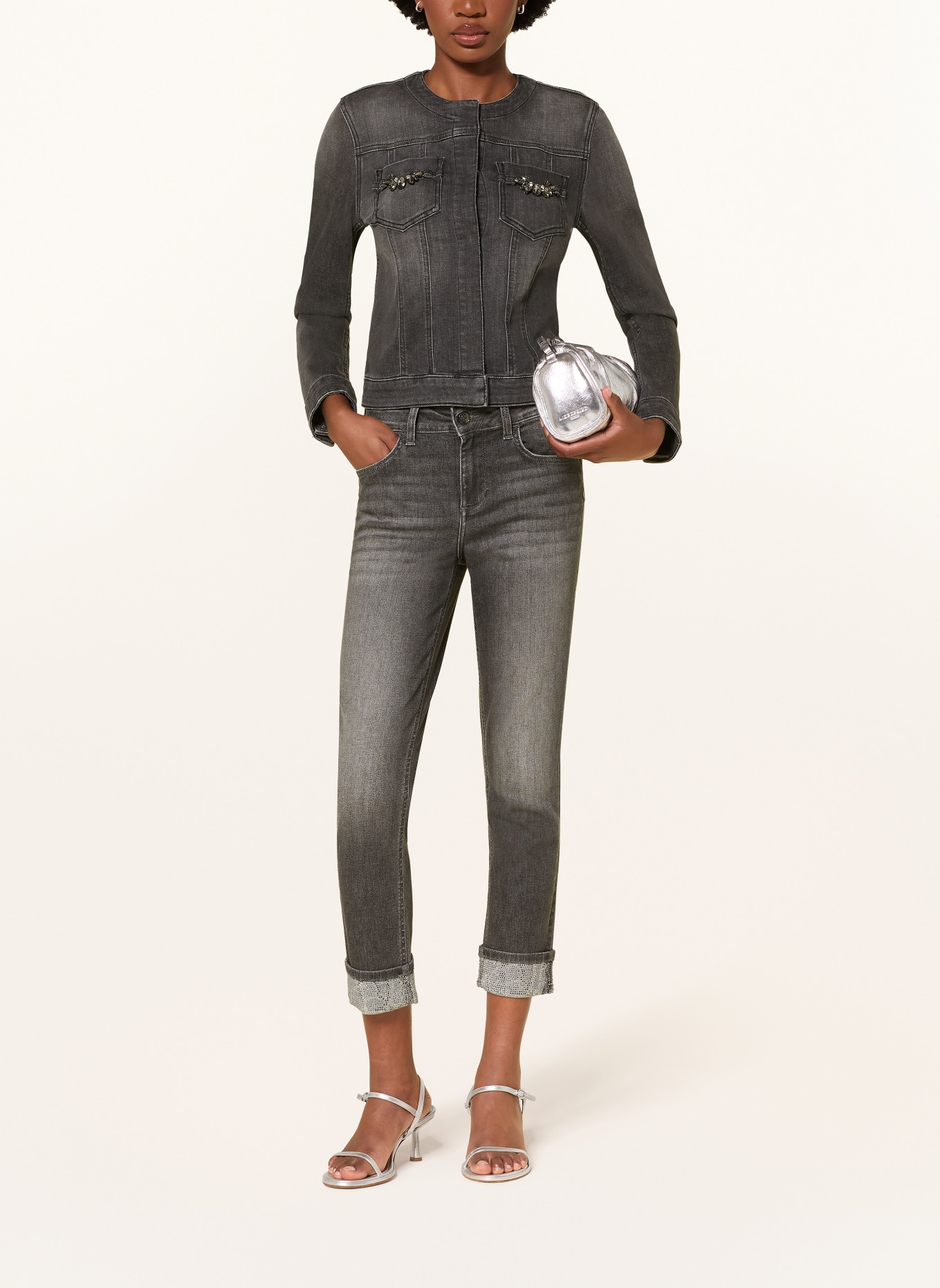 LIU JO Jeansjacke mit Schmucksteinen: 87516 Den.Grey sweet wash