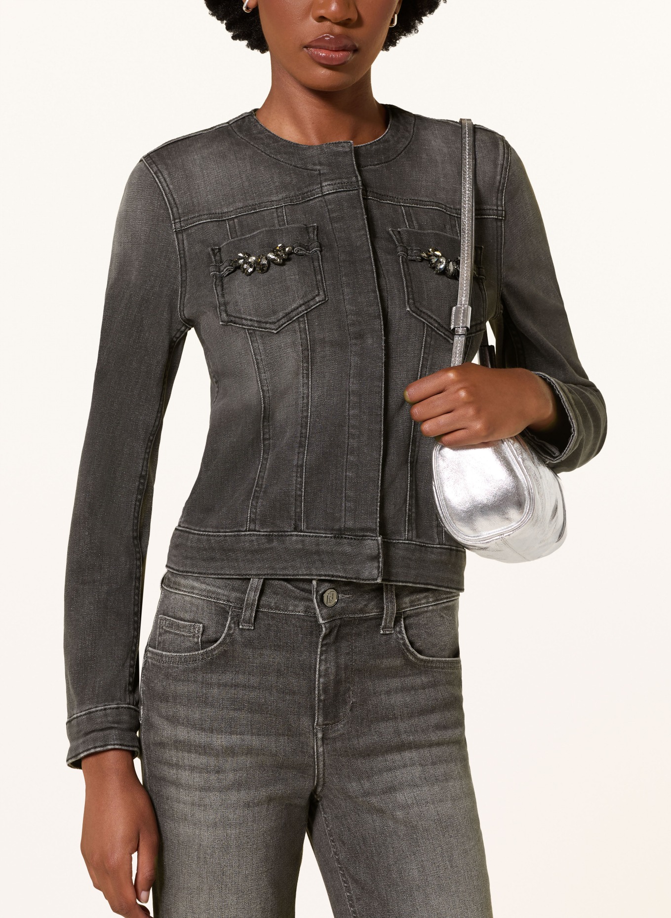 LIU JO Jeansjacke mit Schmucksteinen: 87516 Den.Grey sweet wash