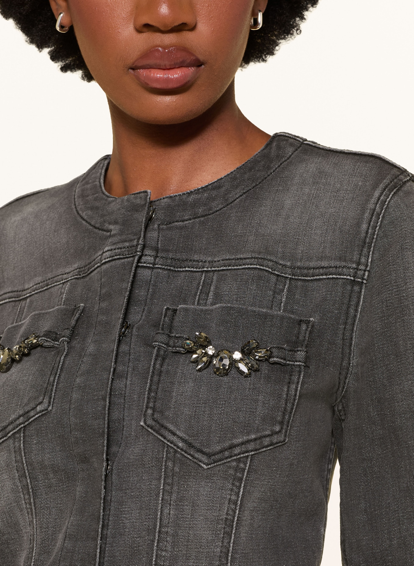 LIU JO Jeansjacke mit Schmucksteinen: 87516 Den.Grey sweet wash