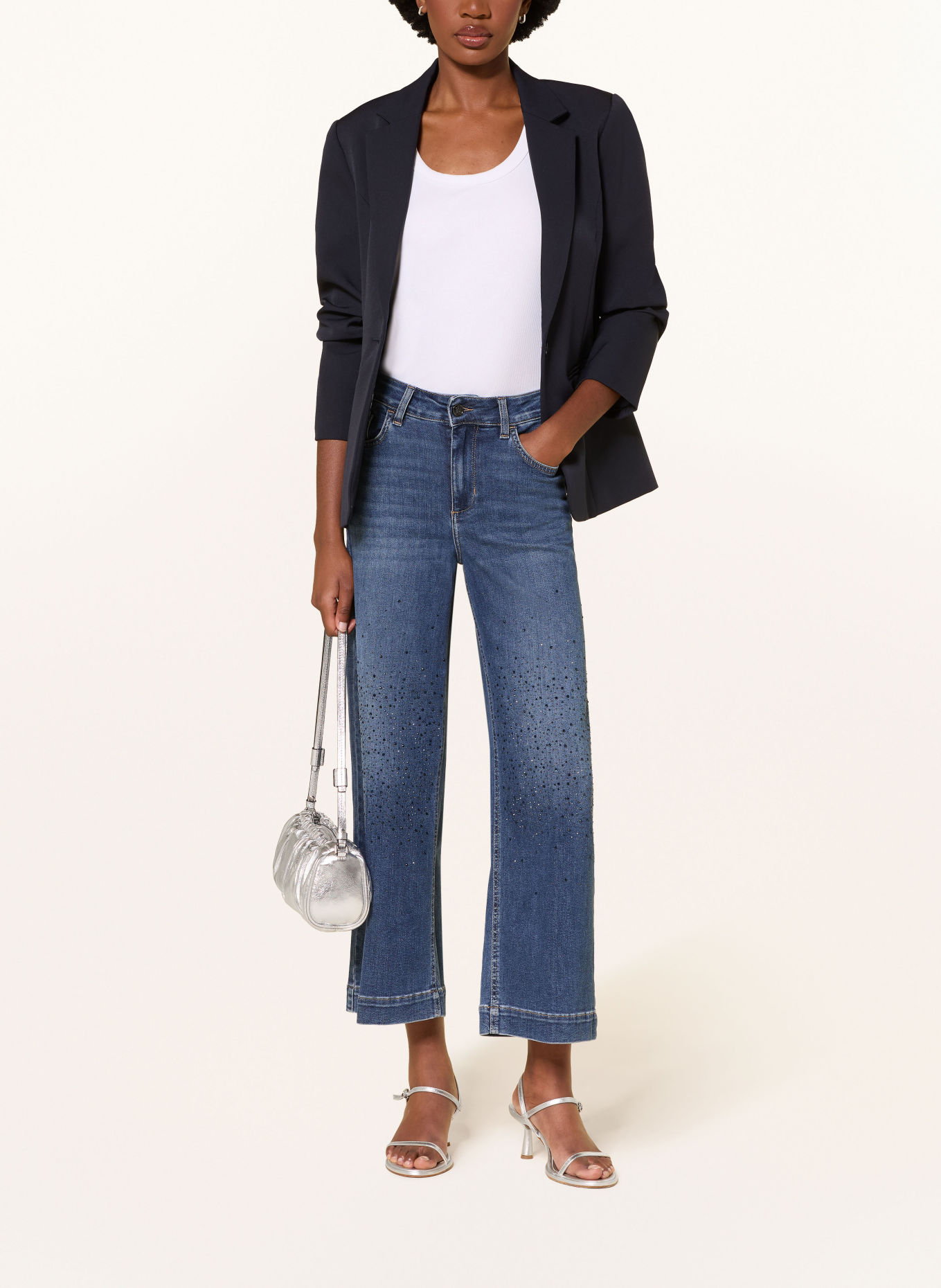 LIU JO Culotte džíny s ozdobnými kamínky: 79077 Den.Blue dk.sparklin