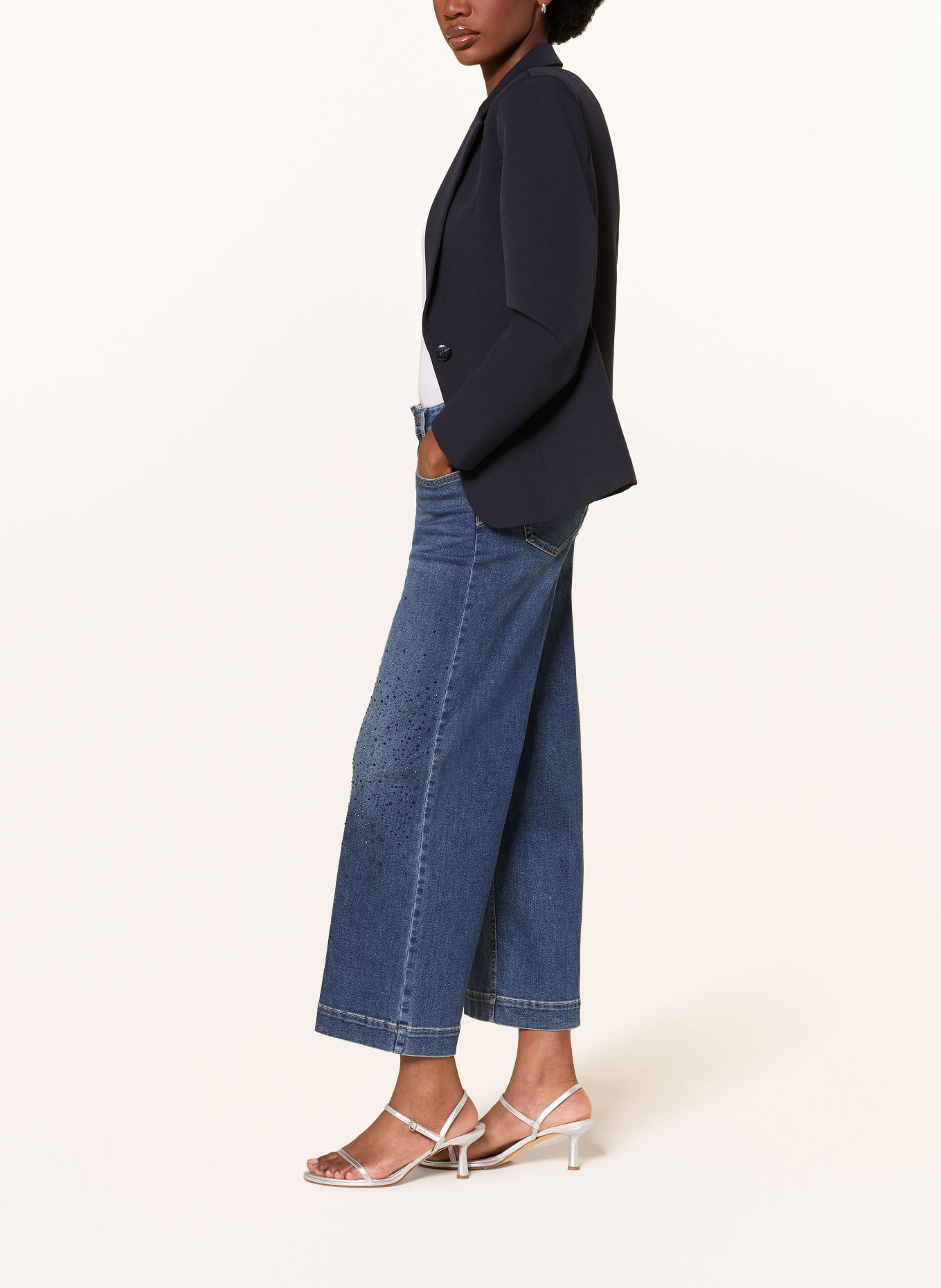 LIU JO Culotte džíny s ozdobnými kamínky: 79077 Den.Blue dk.sparklin
