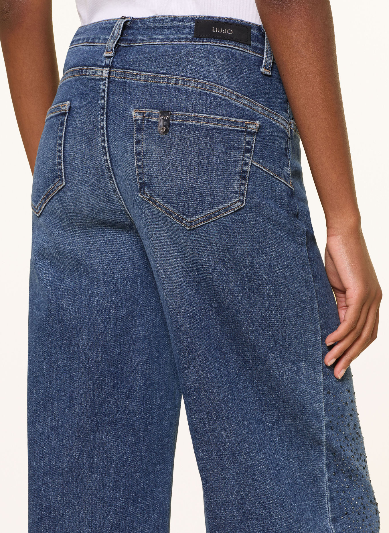 LIU JO Culotte džíny s ozdobnými kamínky: 79077 Den.Blue dk.sparklin
