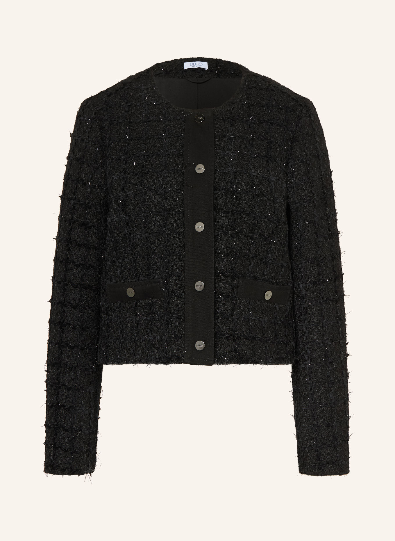 LIU JO Tweed jacket with glitter thread: BLACK