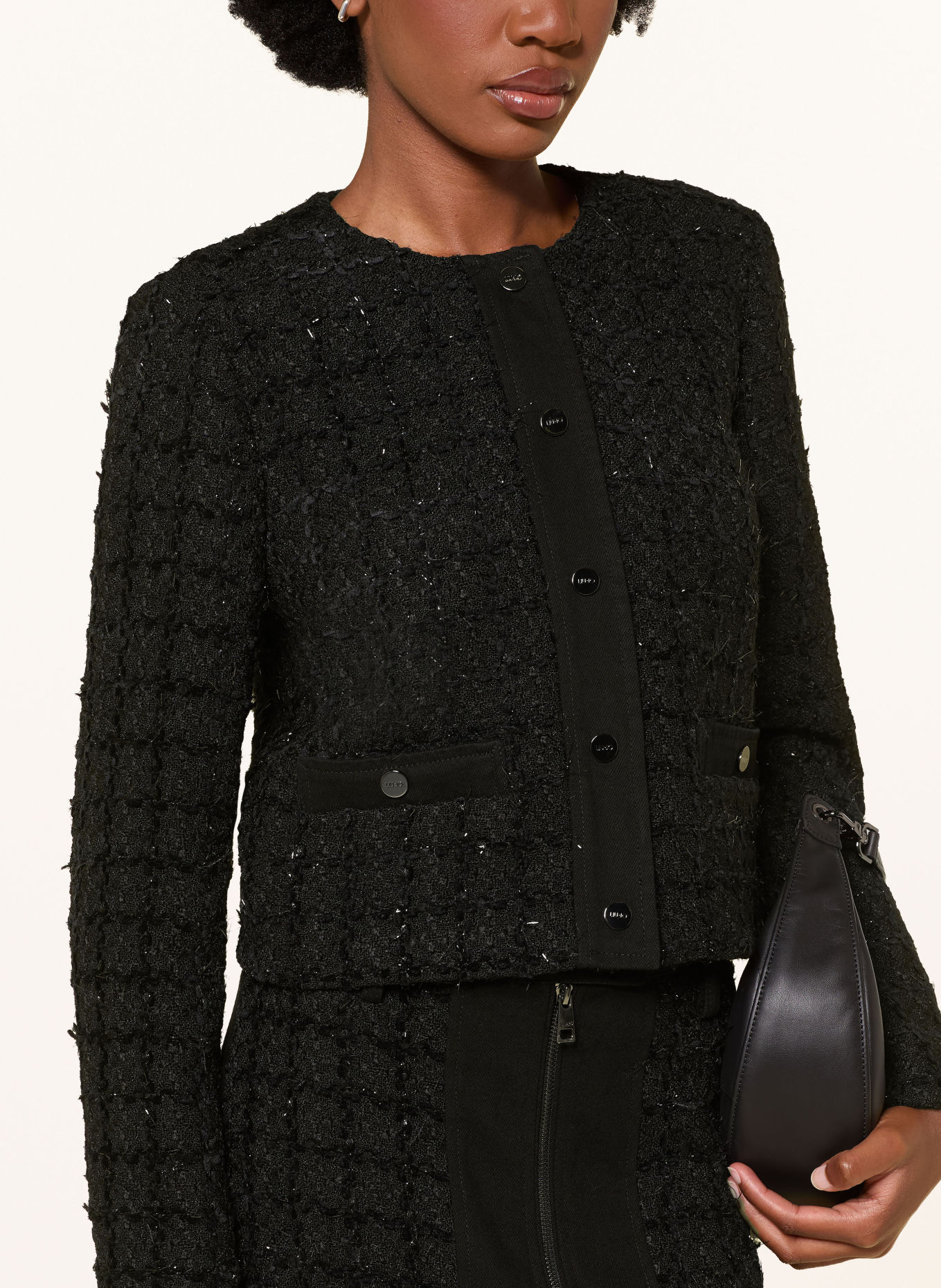 LIU JO Tweed jacket with glitter thread: BLACK