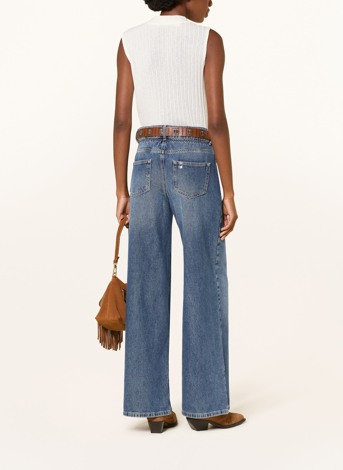 LIU JO Jeansy wide leg: 79104 Den.Blue belt wash