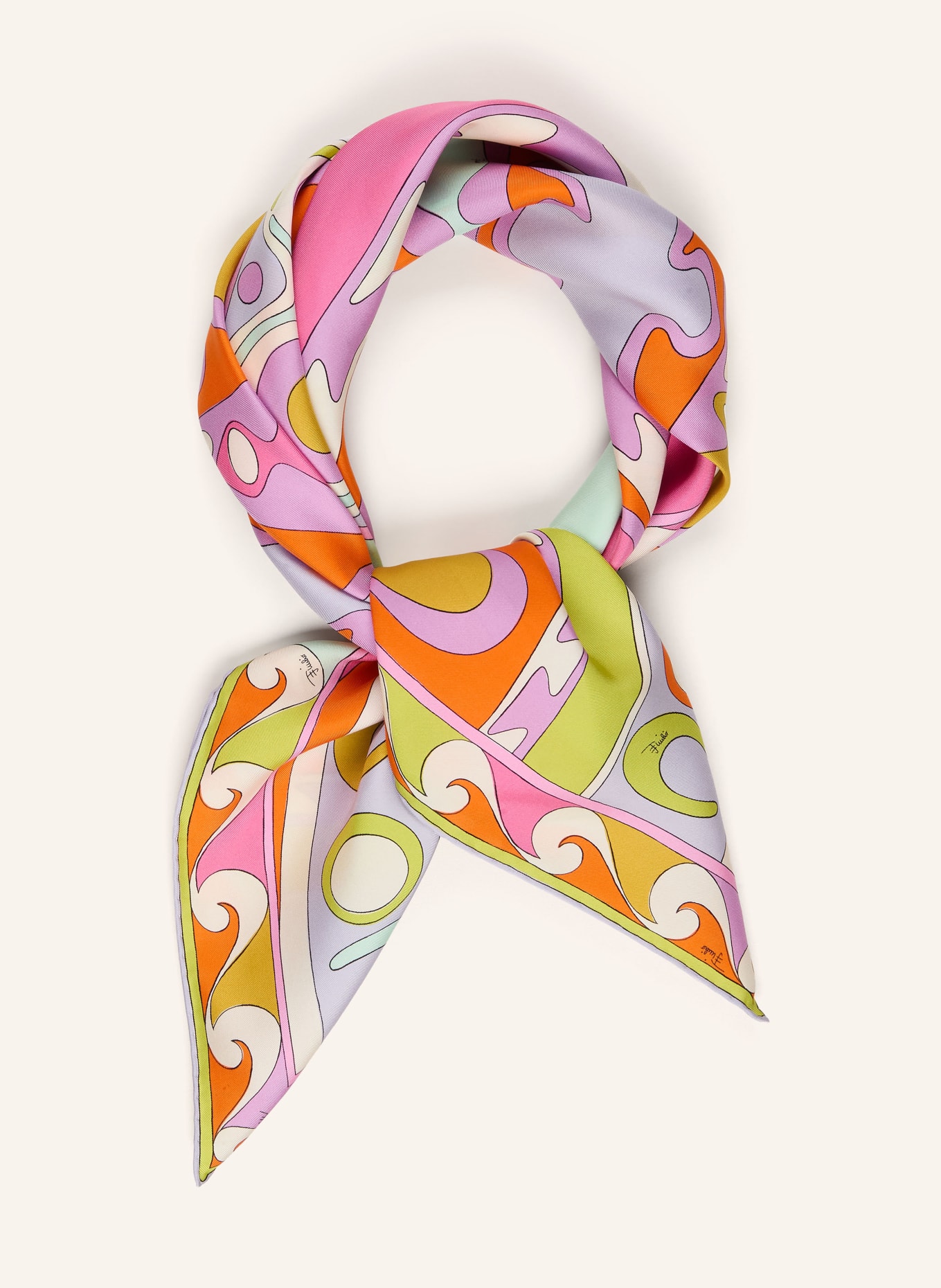 PUCCI Seidentuch: PINK / ORANGE / HELLGRÜN