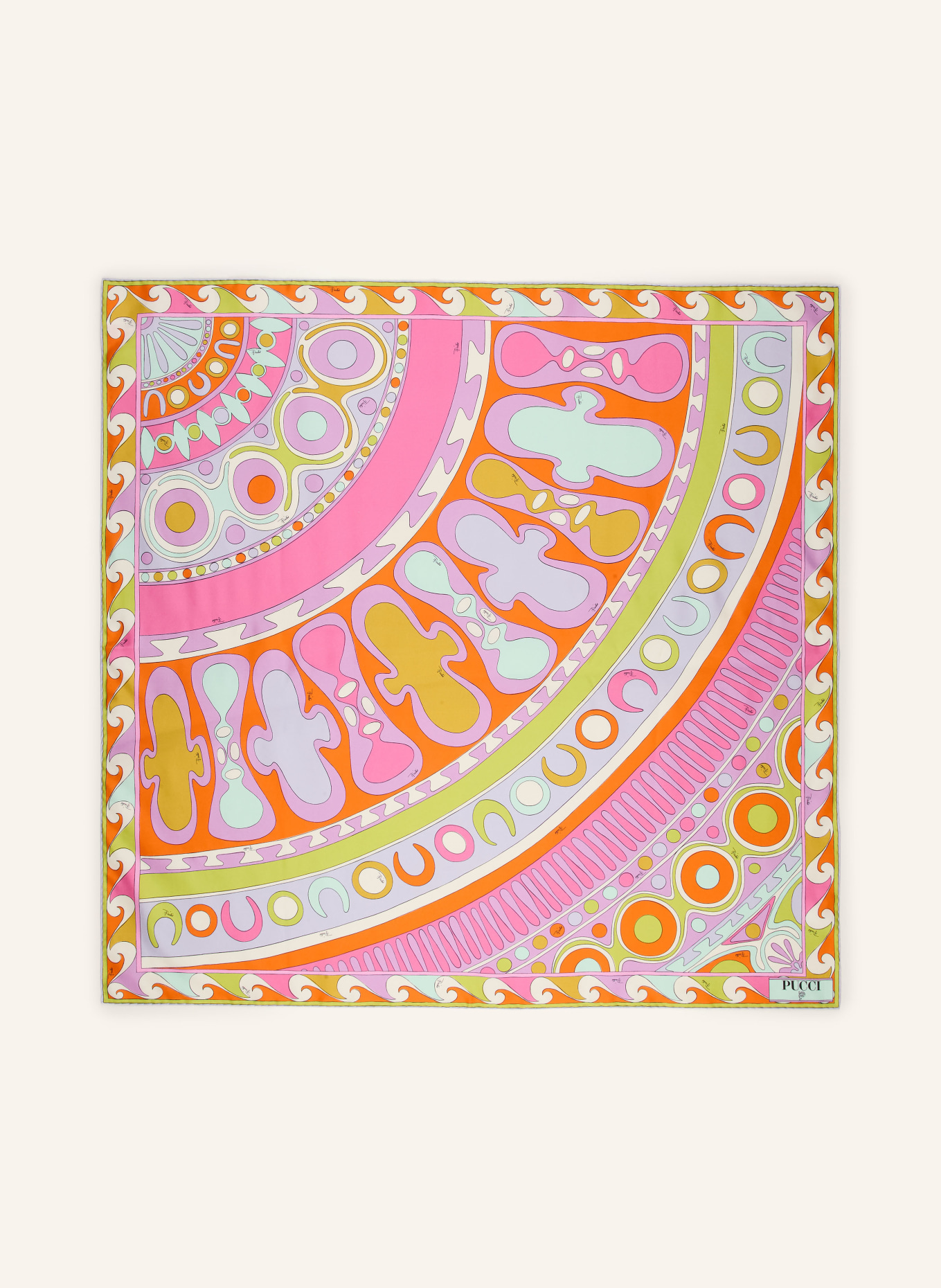 PUCCI Seidentuch: PINK / ORANGE / HELLGRÜN