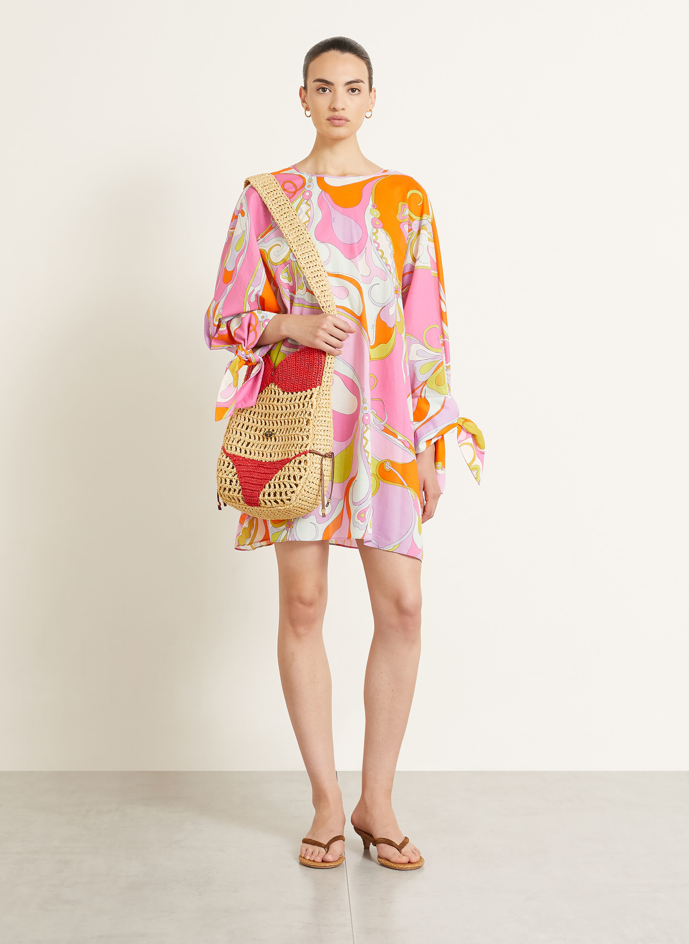 PUCCI PONTOVA Tote Bag: LIGHT BROWN / RED