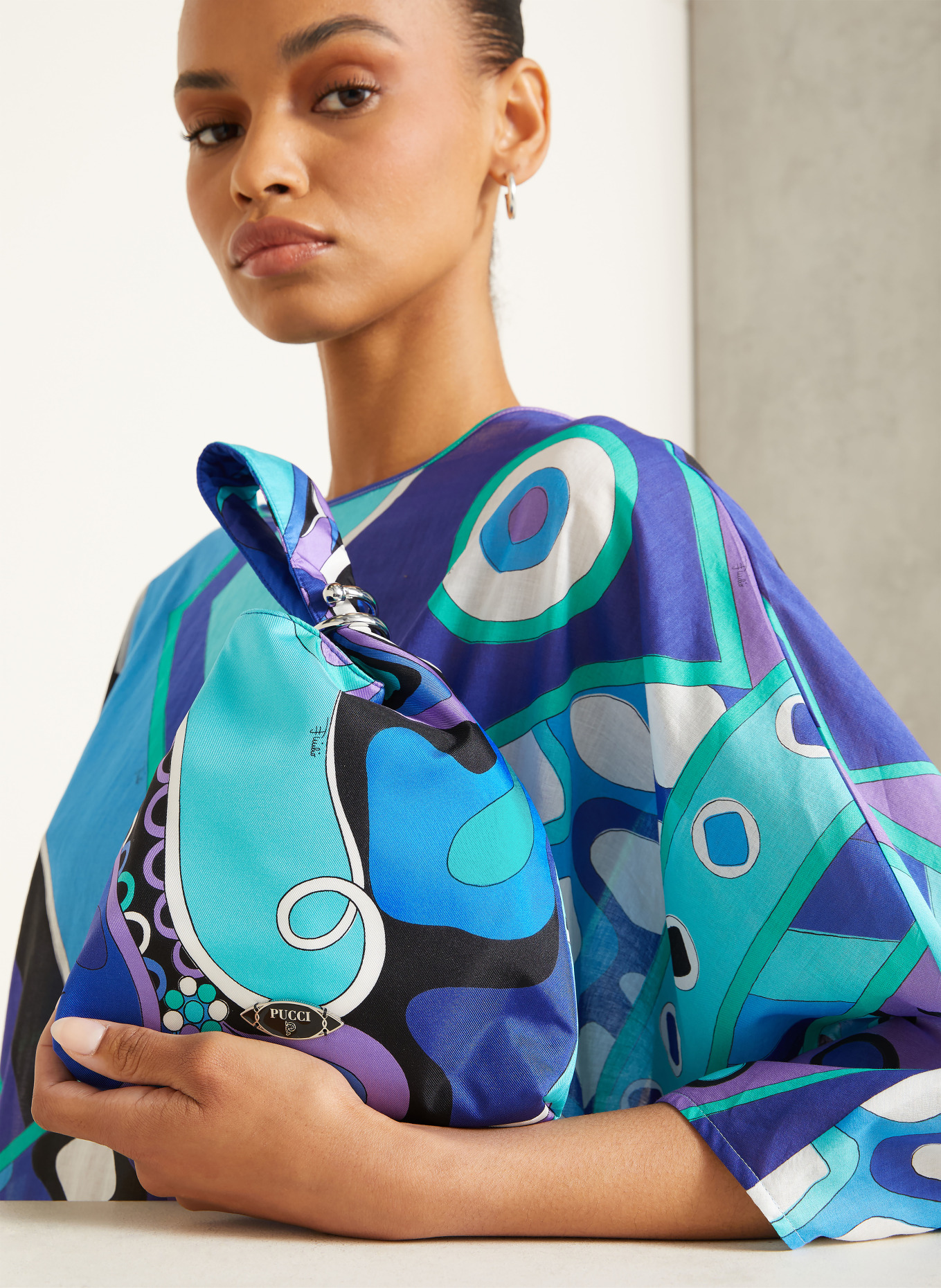PUCCI Sac à main EMILIO: BLEU / LILAS / TURQUOISE