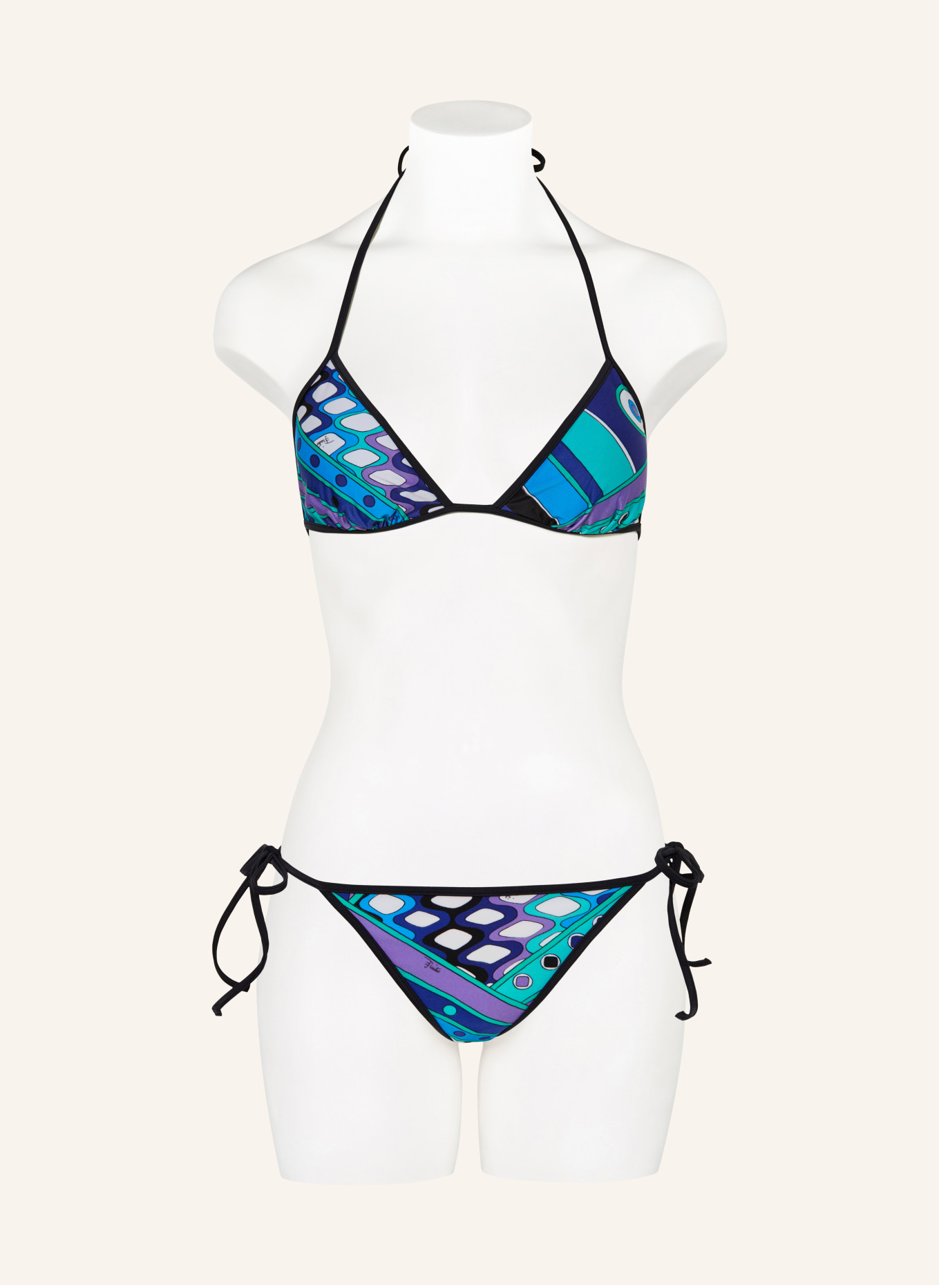 PUCCI Triangle bikini top: BLUE / PURPLE / TURQUOISE
