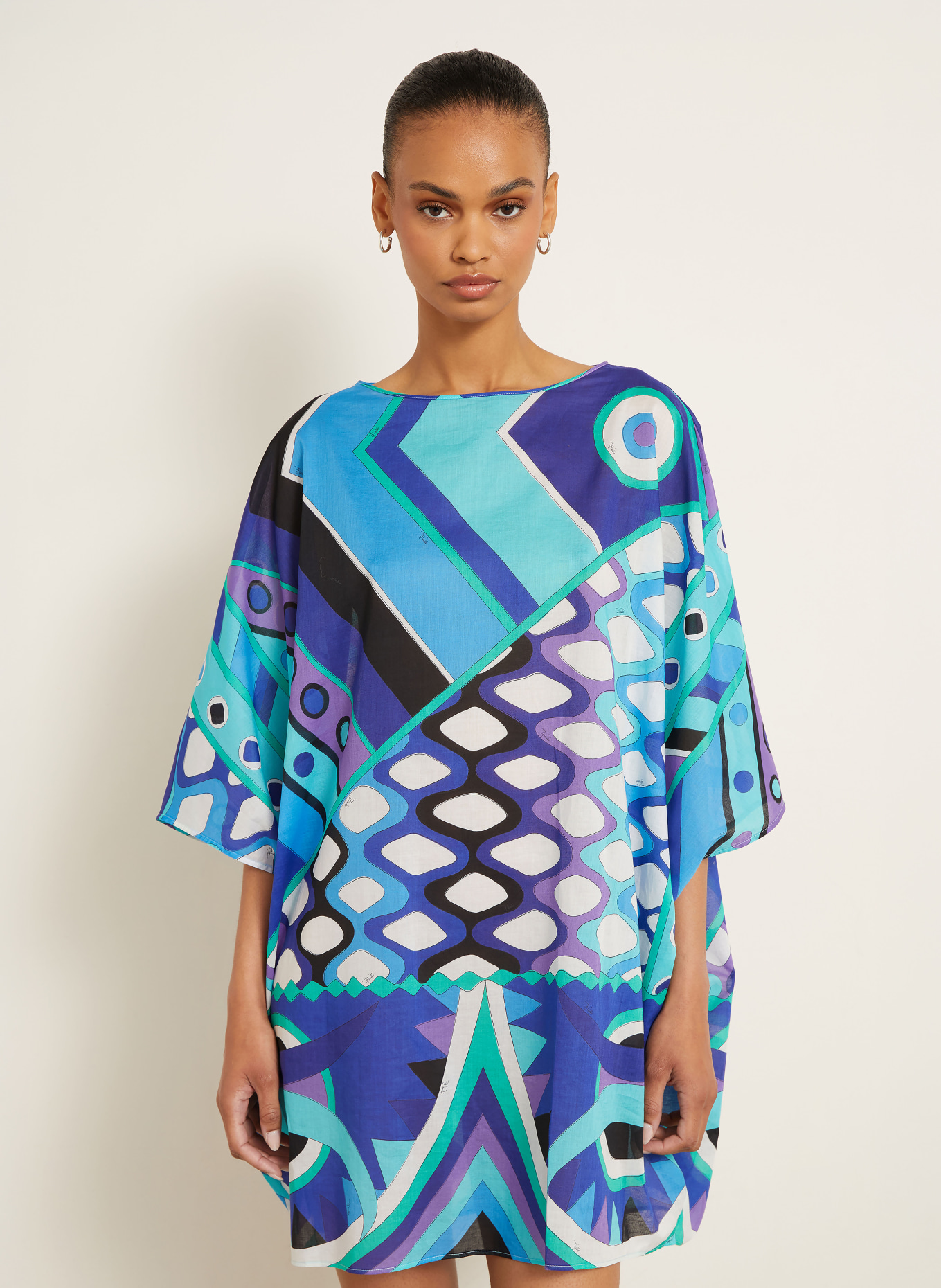 PUCCI Robe de plage: BLEU / TURQUOISE / BLANC