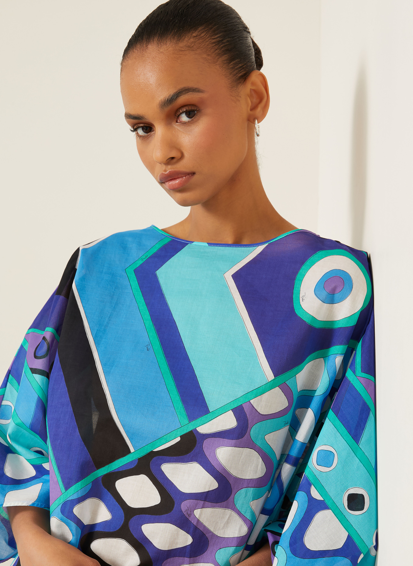 PUCCI Robe de plage: BLEU / TURQUOISE / BLANC