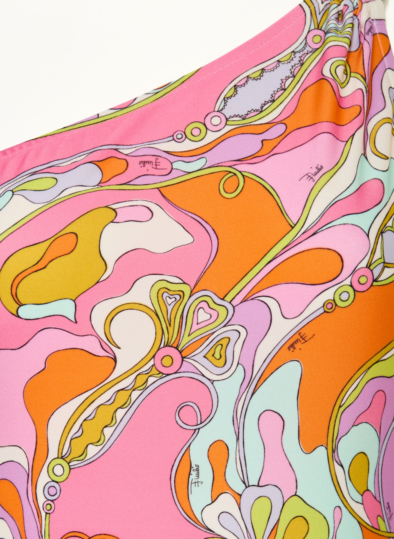 PUCCI One-shoulder swimsuit: PINK / ORANGE / WHITE