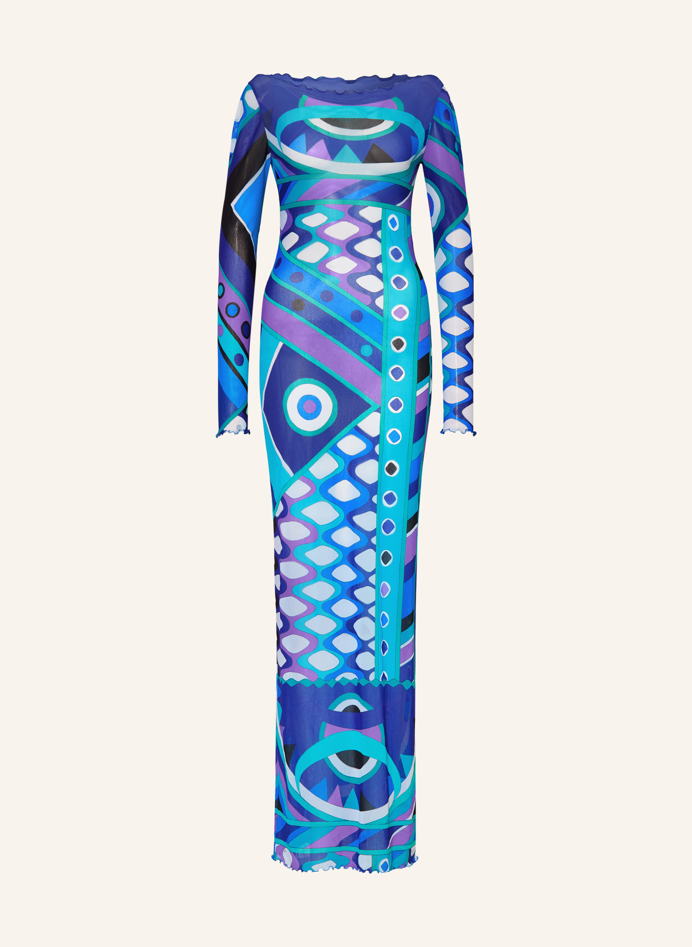 PUCCI Mesh-jurk: TURQUOISE / PAARS / WIT