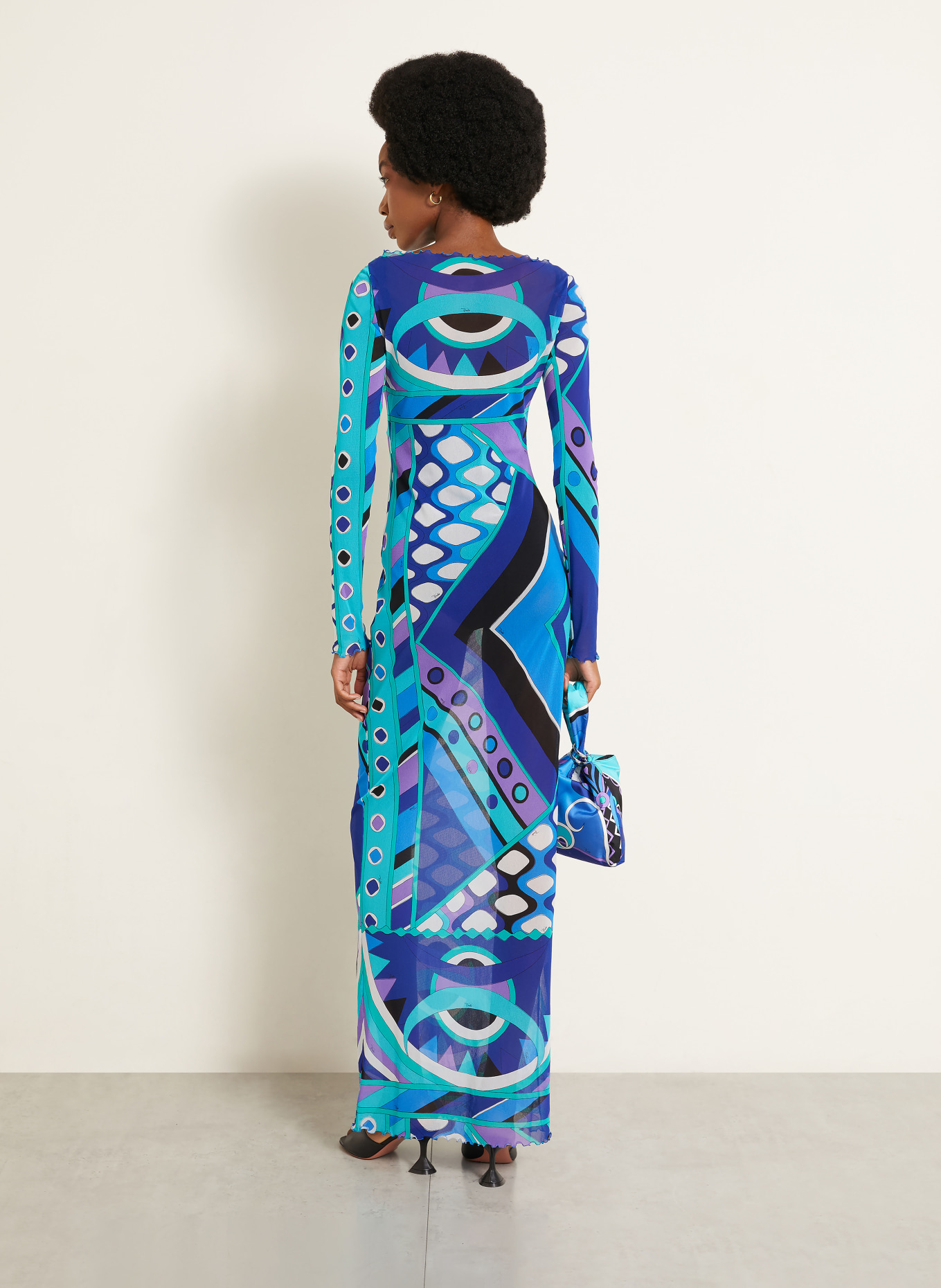 PUCCI Mesh-jurk: TURQUOISE / PAARS / WIT