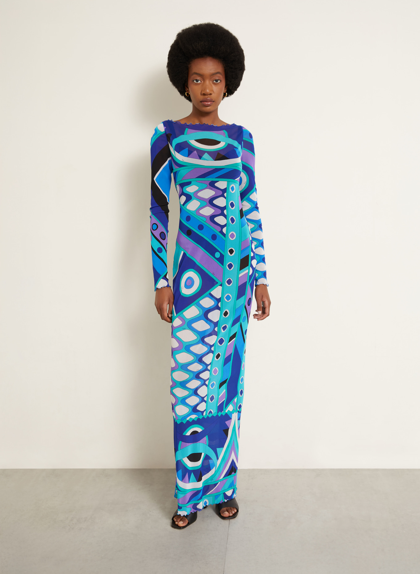 PUCCI Mesh-jurk: TURQUOISE / PAARS / WIT