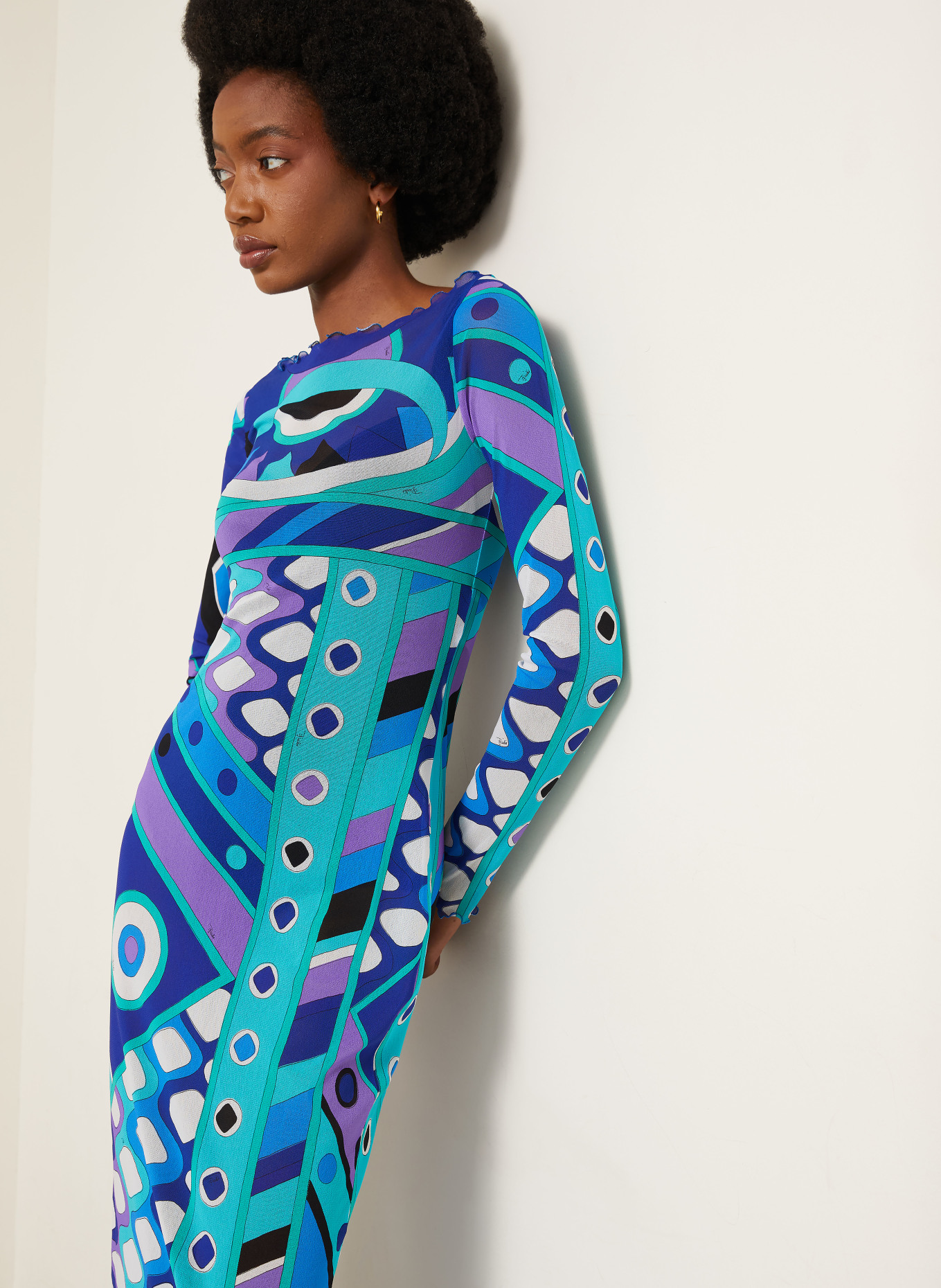 PUCCI Mesh-jurk: TURQUOISE / PAARS / WIT