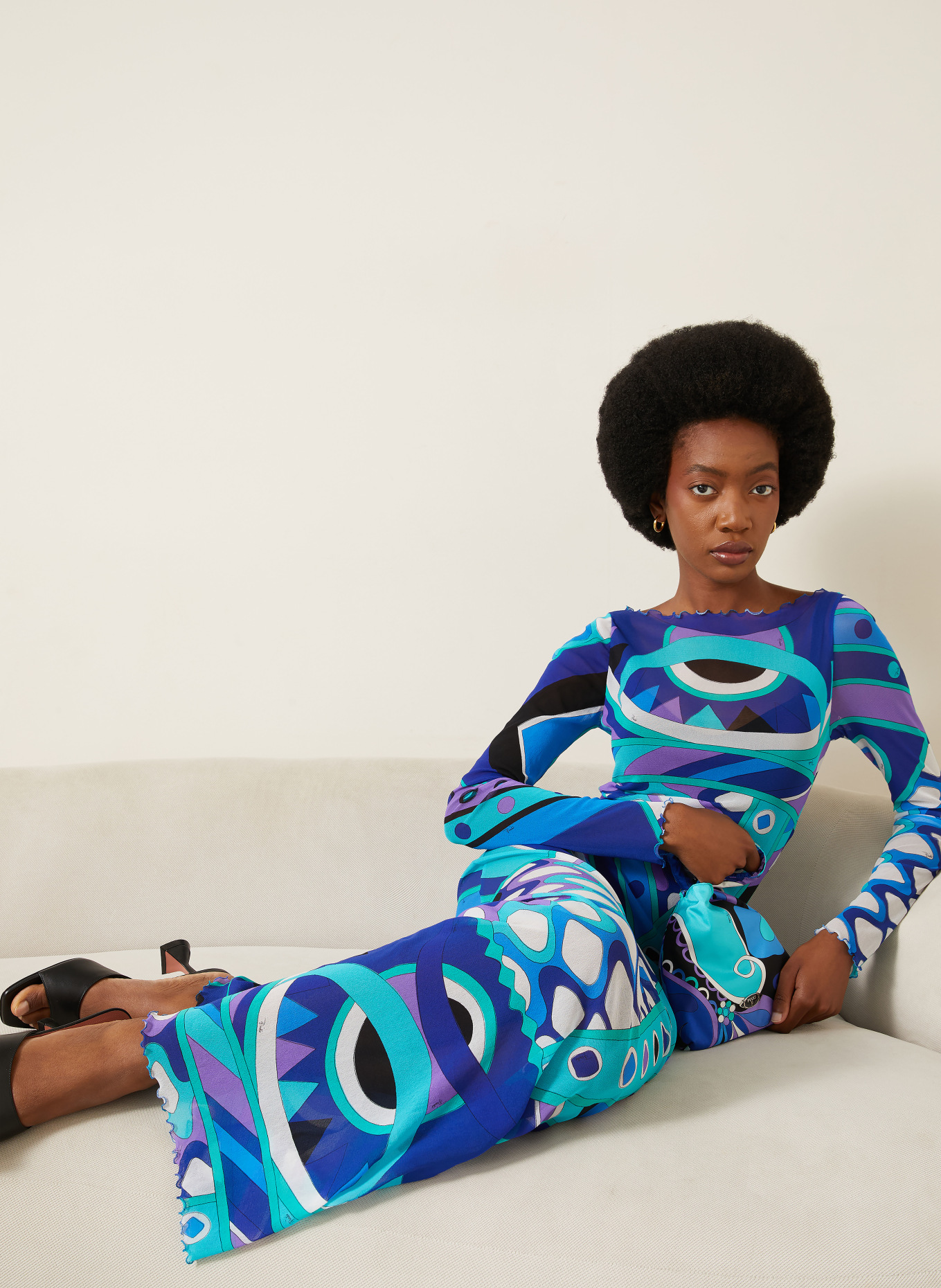 PUCCI Mesh-jurk: TURQUOISE / PAARS / WIT