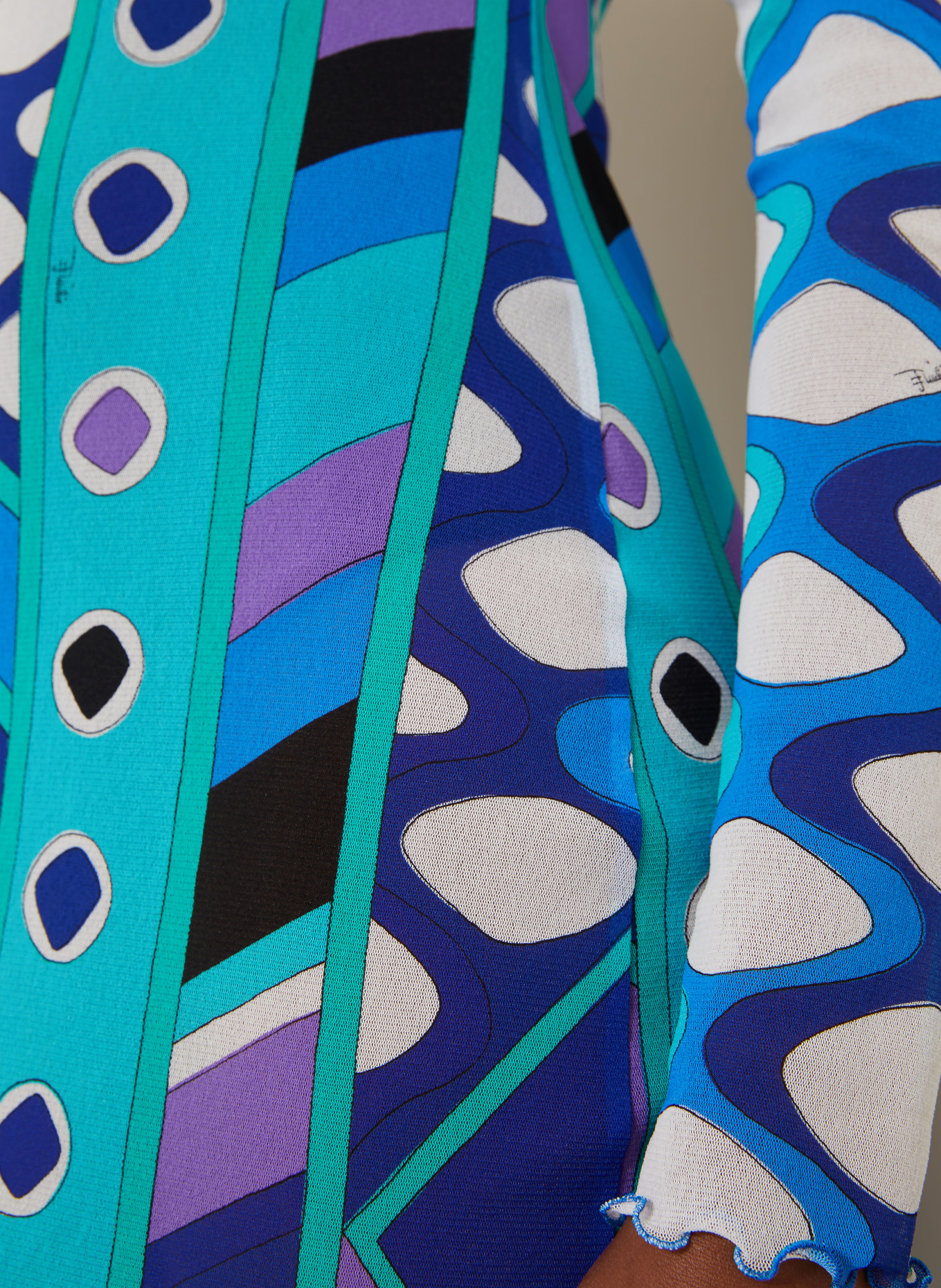 PUCCI Mesh-jurk: TURQUOISE / PAARS / WIT