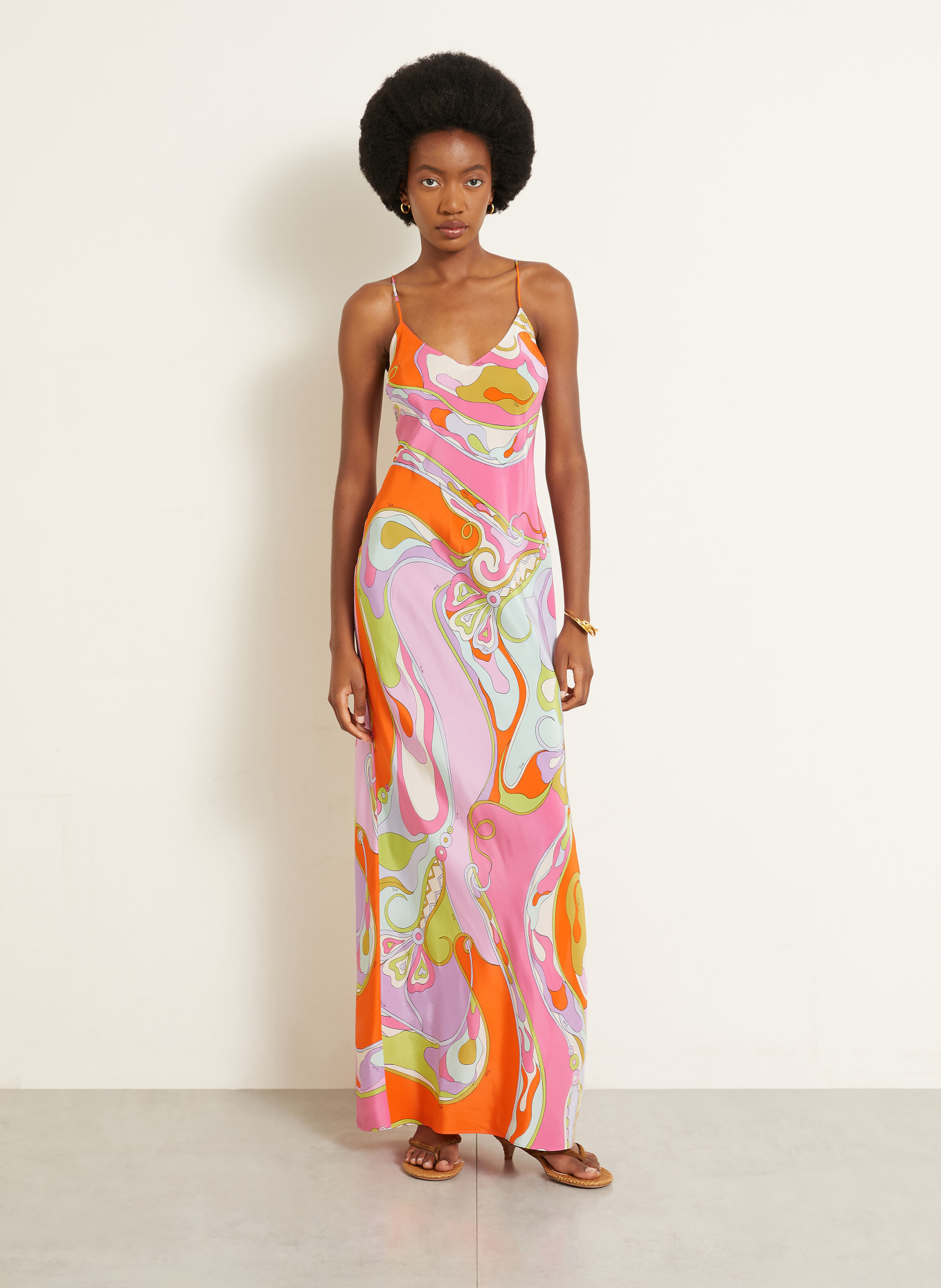 PUCCI Silk dress: PINK / ORANGE / TURQUOISE