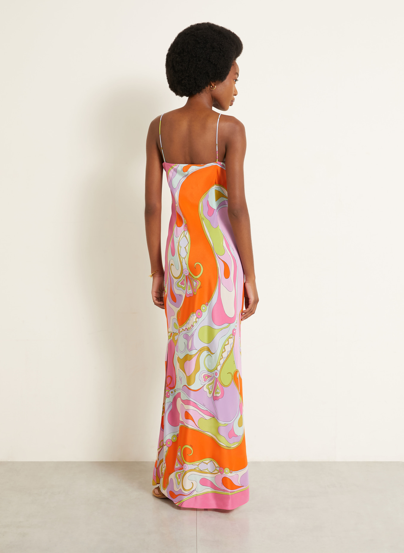 PUCCI Silk dress: PINK / ORANGE / TURQUOISE