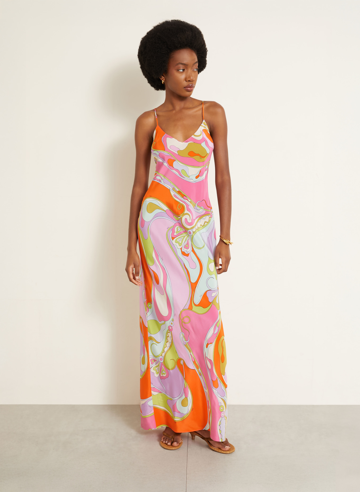 PUCCI Silk dress: PINK / ORANGE / TURQUOISE