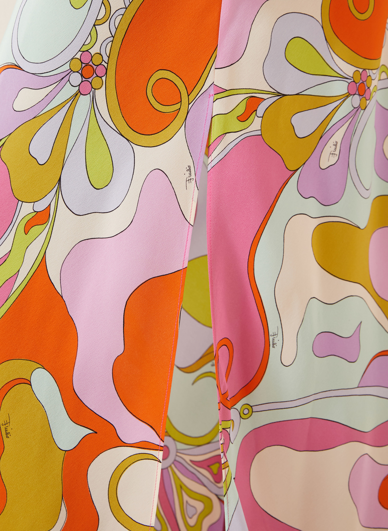 PUCCI Silk dress: PINK / ORANGE / TURQUOISE