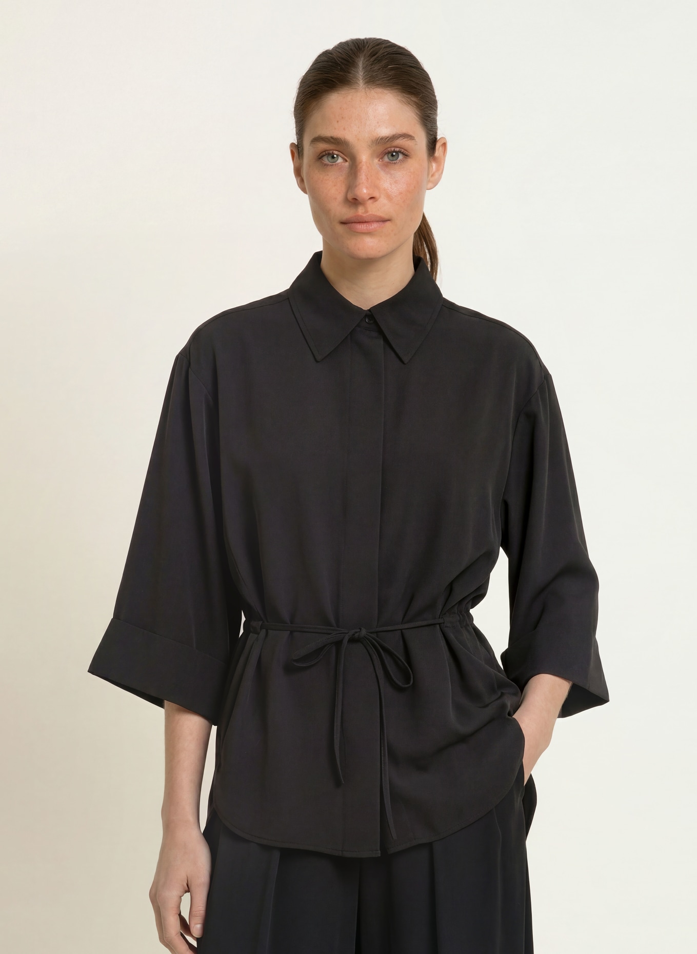 InWear QAILEYIW shirt blouse with 3/4 sleeves: BLACK