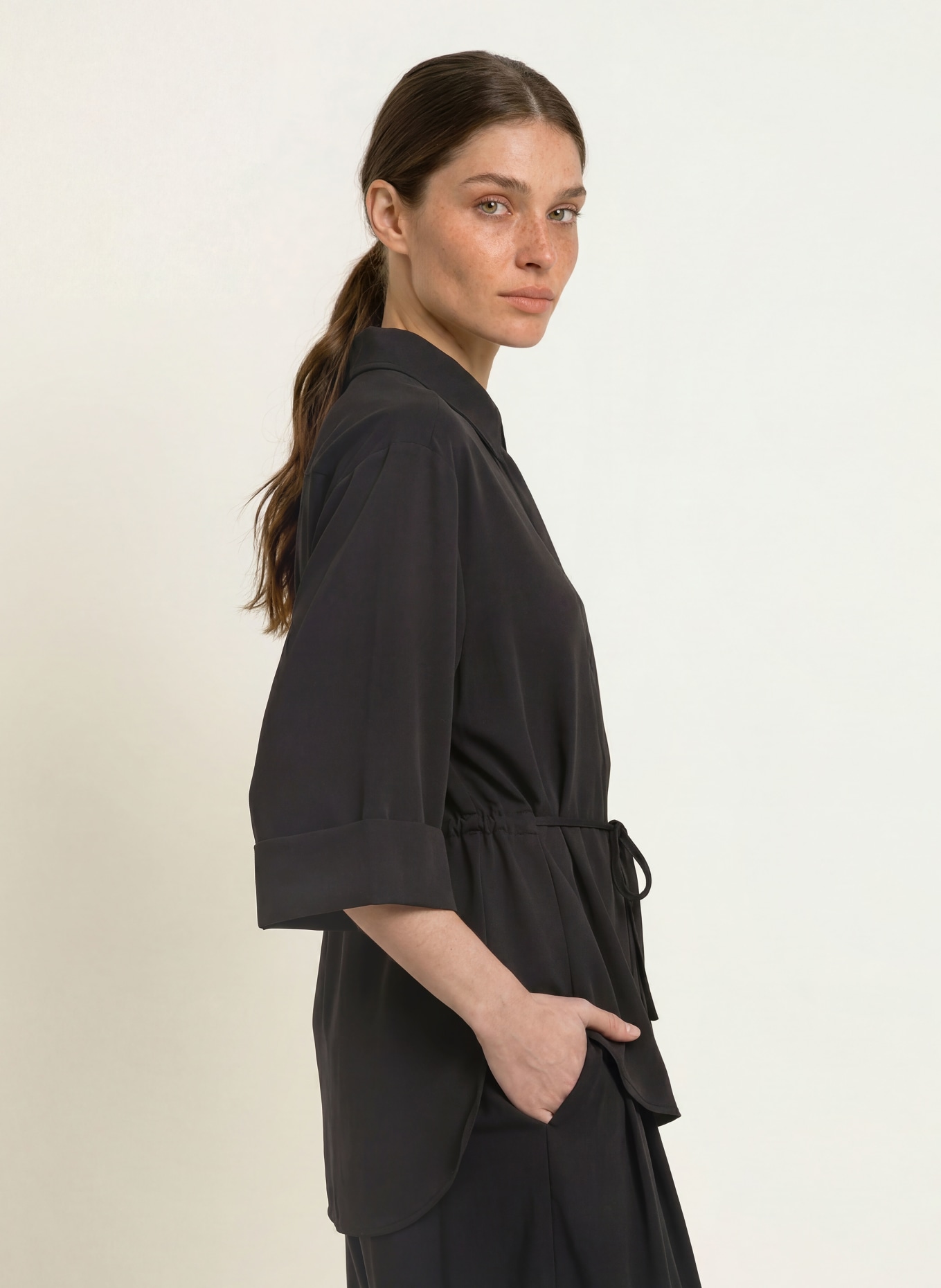 InWear QAILEYIW shirt blouse with 3/4 sleeves: BLACK