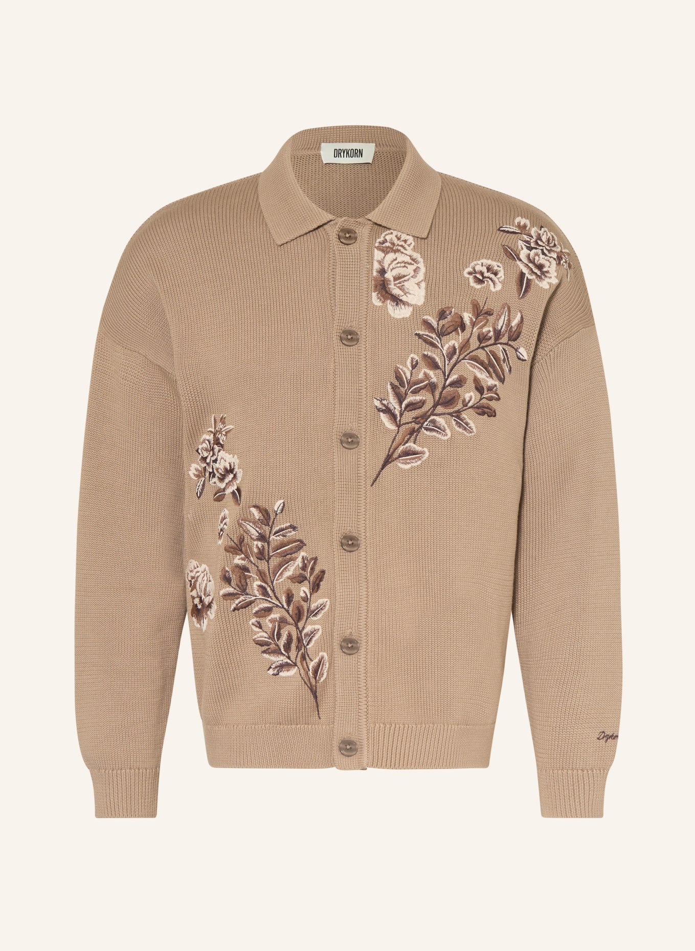 DRYKORN GILOO Cardigan: BEIGE / BROWN / CREAM
