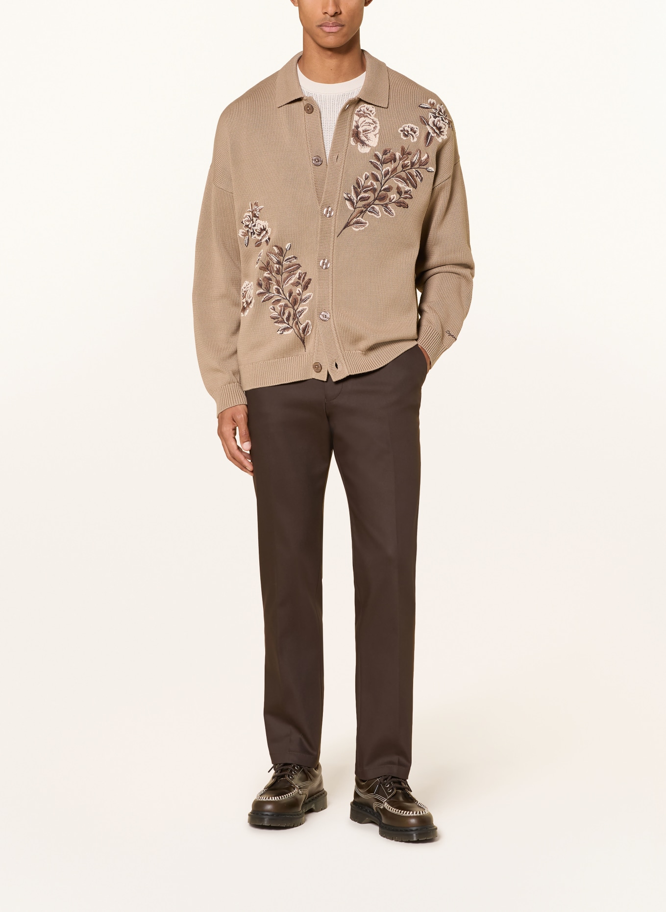 DRYKORN GILOO Cardigan: BEIGE / BROWN / CREAM