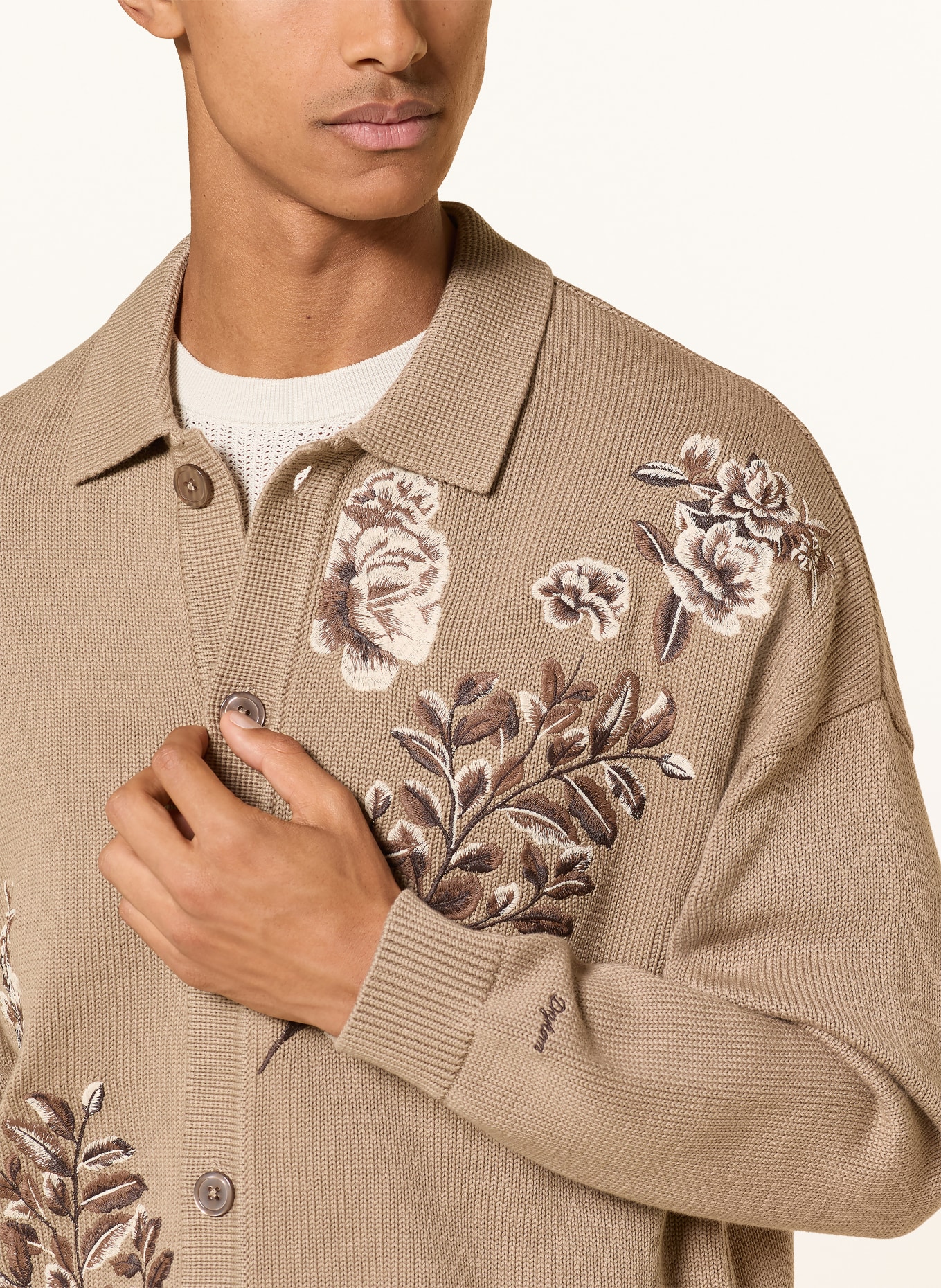 DRYKORN GILOO Cardigan: BEIGE / BROWN / CREAM