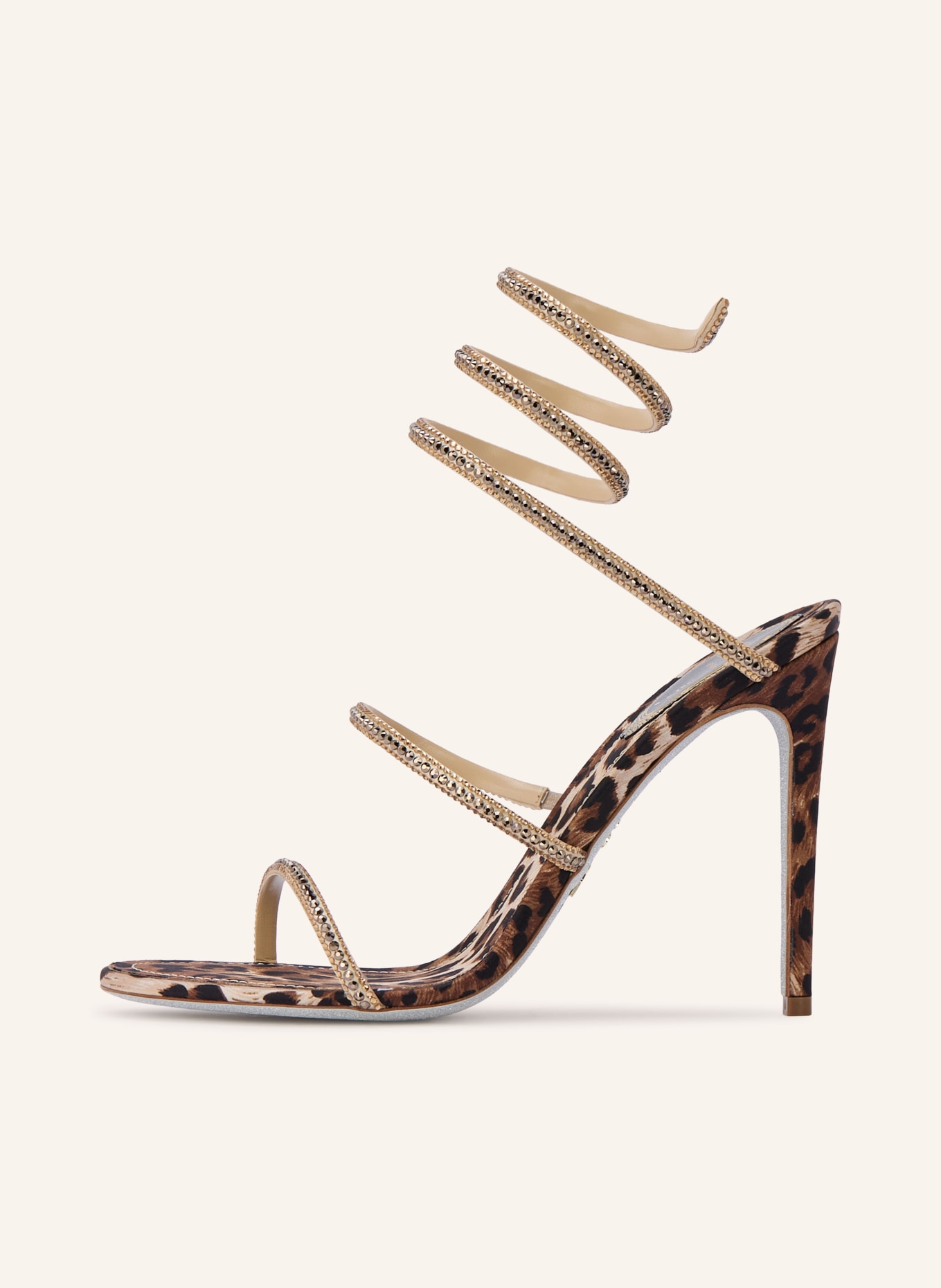 RENE CAOVILLA Sandaletten CLEO mit Schmucksteinen: SCHWARZ / DUNKELBRAUN / BEIGE