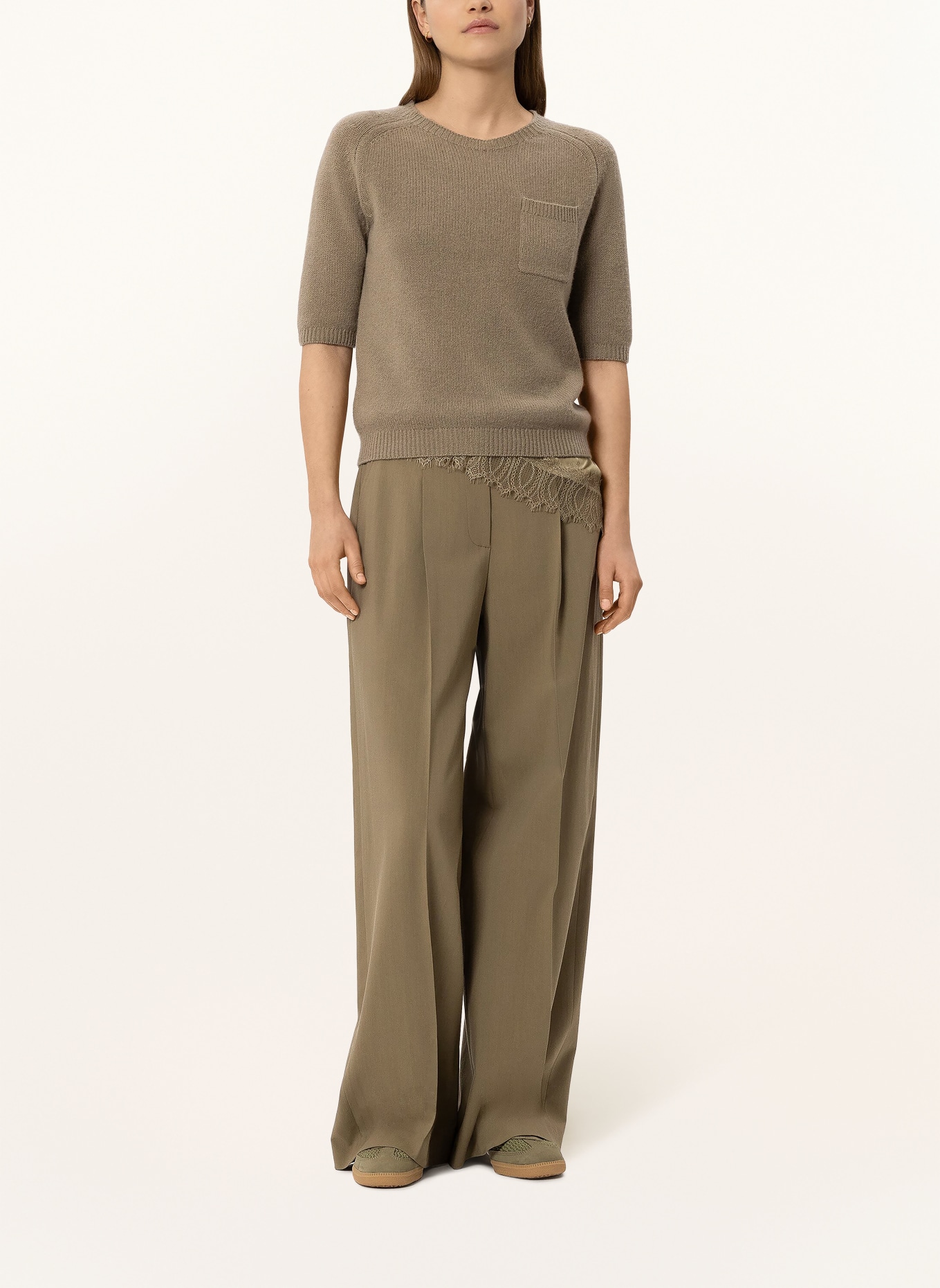 LUISA CERANO Strickshirt mit 3/4-Arm: KHAKI