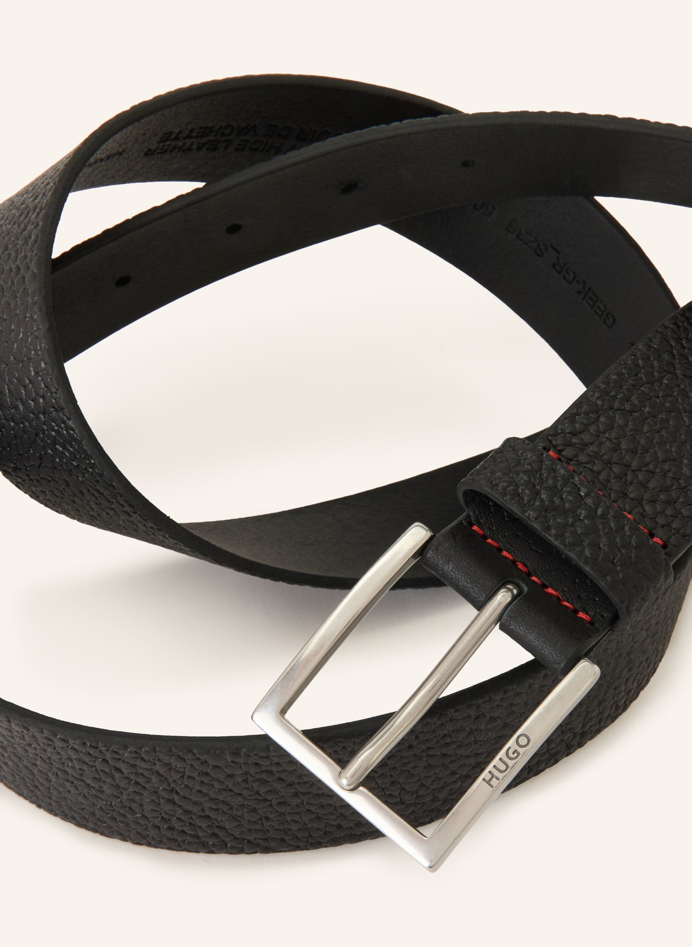HUGO Leren riem GEEK: ZWART / ZILVER