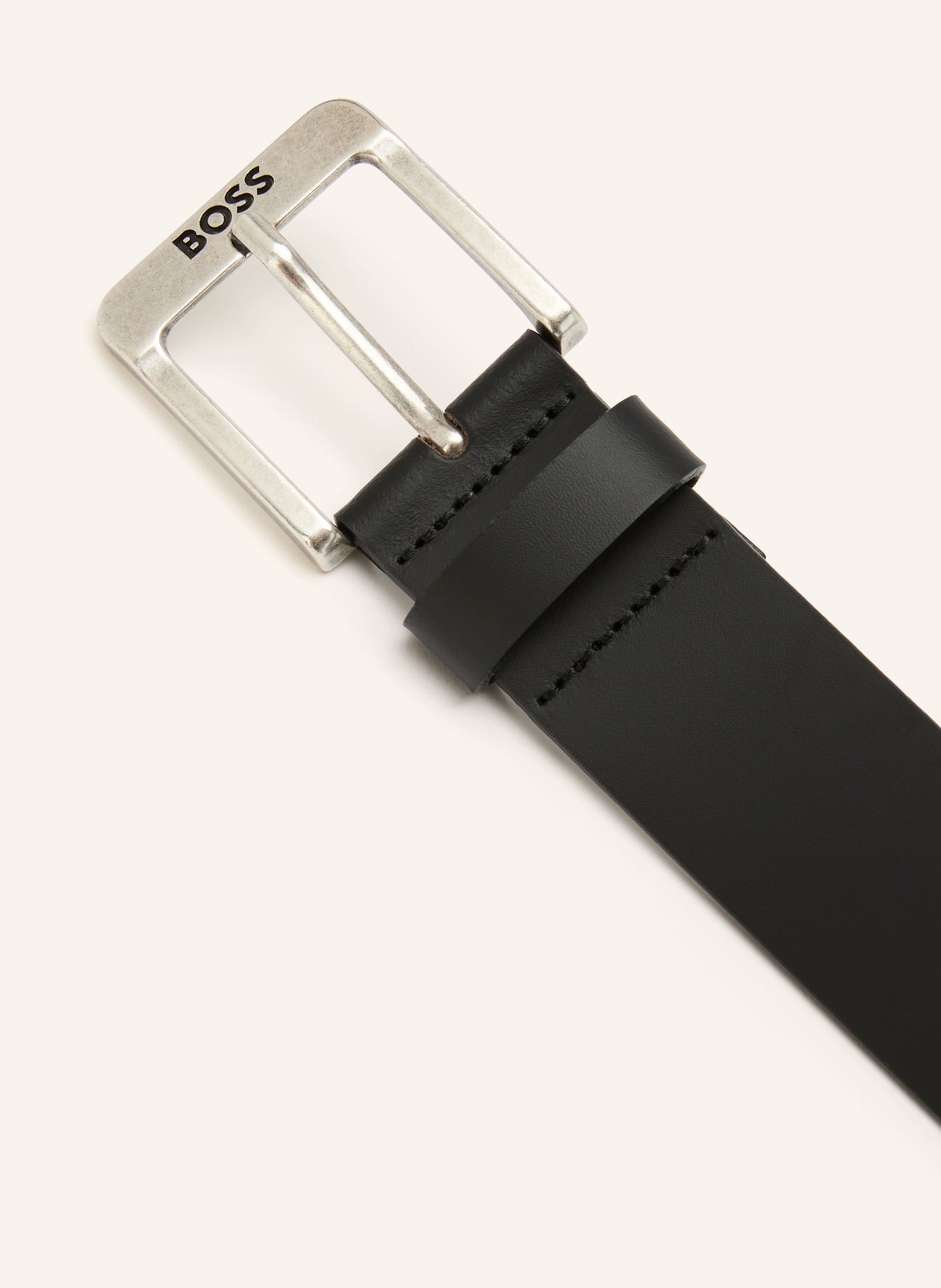 BOSS Leren riem JEMIO: ZWART / ZILVER