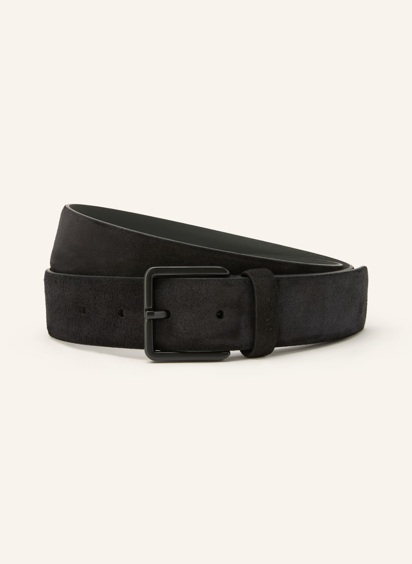 HUGO Leren riem GETHIN: ZWART