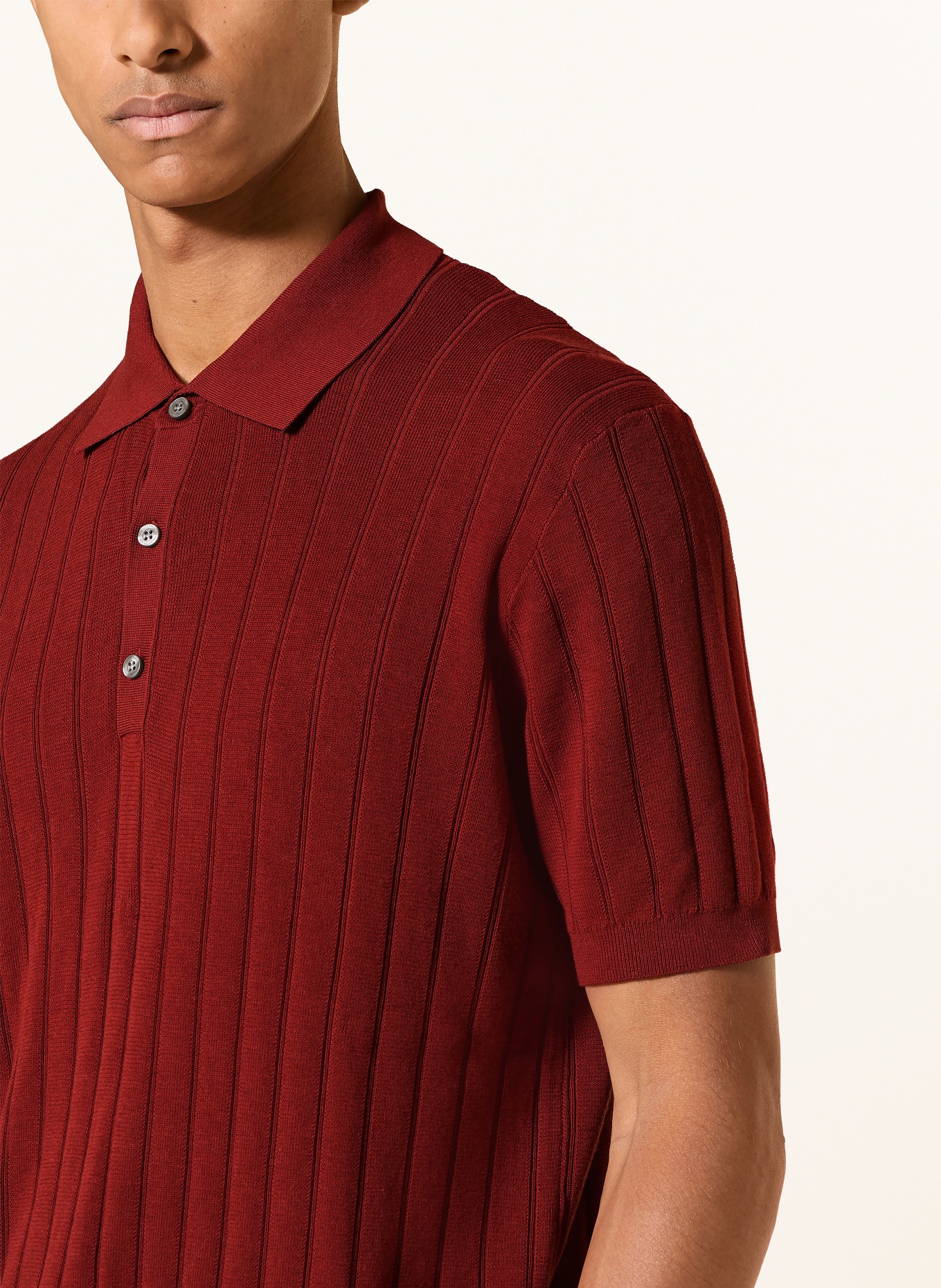 BALDESSARINI Gebreid poloshirt MATIA: DONKERROOD