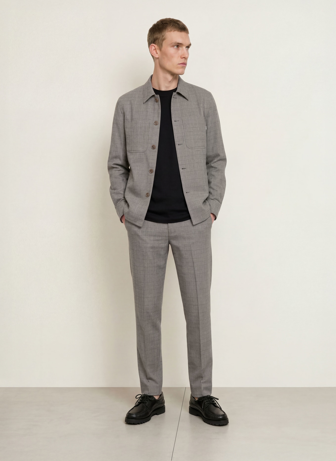 CINQUE Overshirt CIMOTTO: GRAU / HELLGRAU / DUNKELGRAU