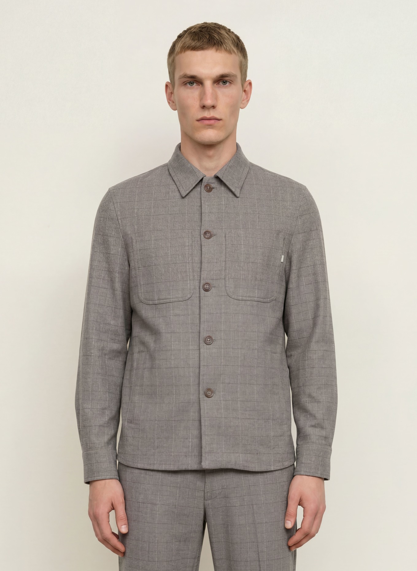 CINQUE Overshirt CIMOTTO: GRAU / HELLGRAU / DUNKELGRAU