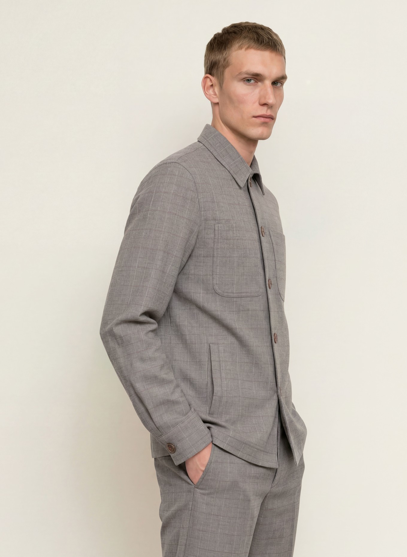 CINQUE Overshirt CIMOTTO: GRAU / HELLGRAU / DUNKELGRAU