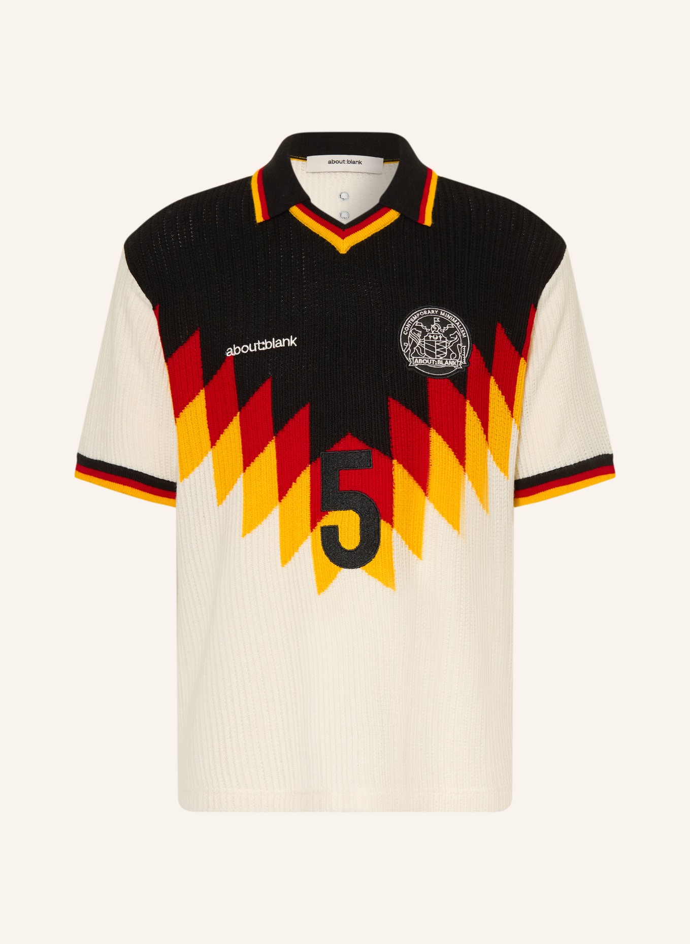 about:blank Knit polo shirt: ECRU / RED / BLACK