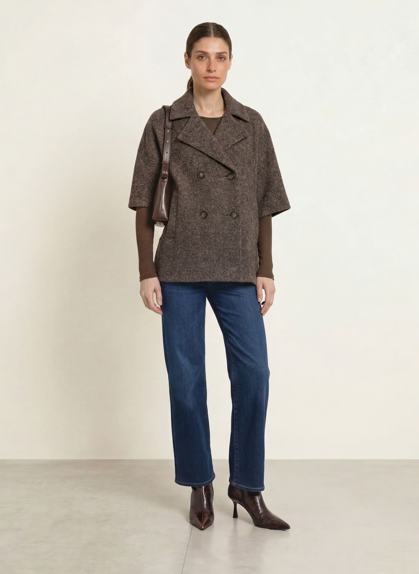 ICONS CINZIA ROCCA Cape en bouclé: GRIS FONCÉ