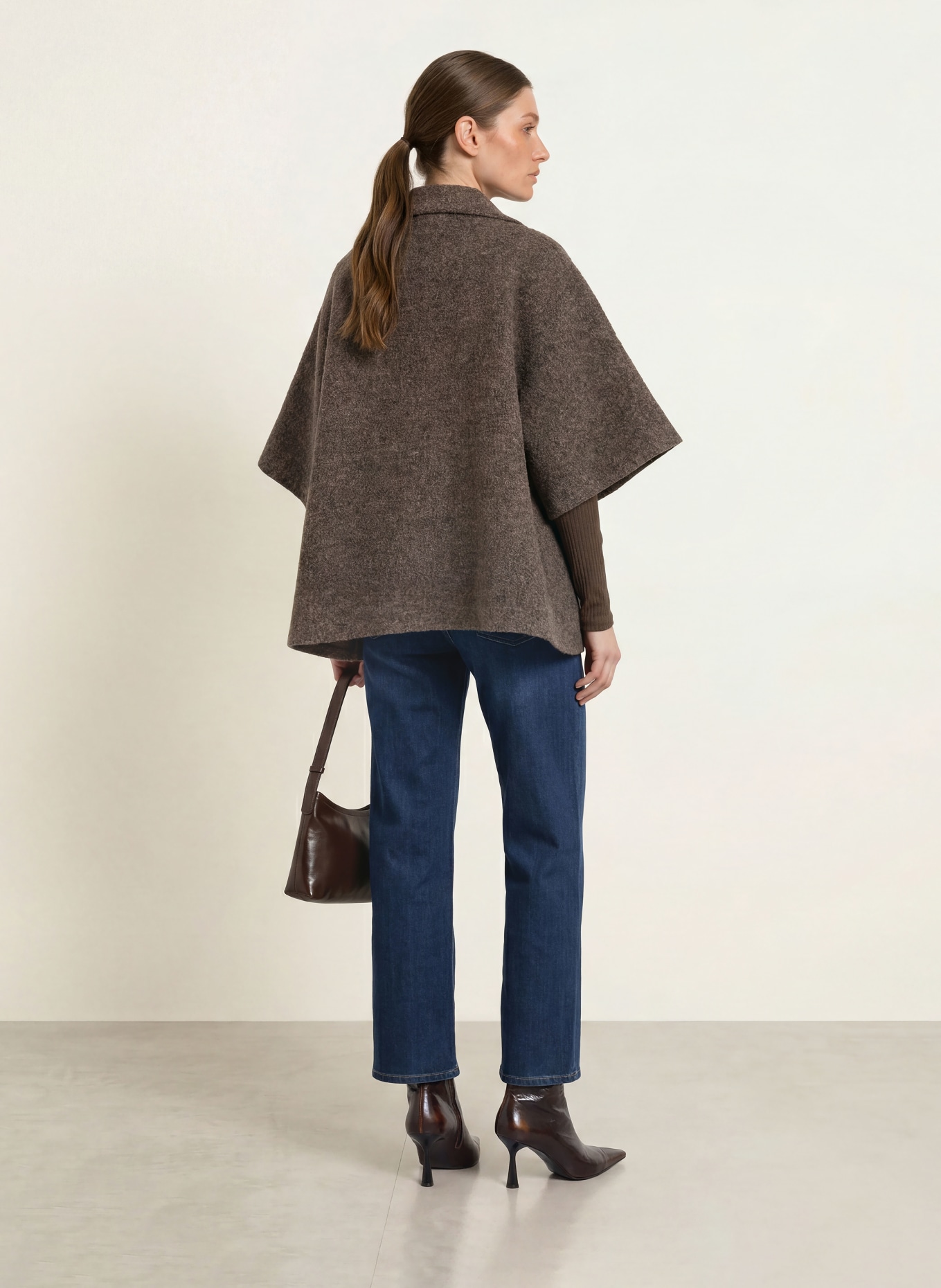 ICONS CINZIA ROCCA Cape en bouclé: GRIS FONCÉ