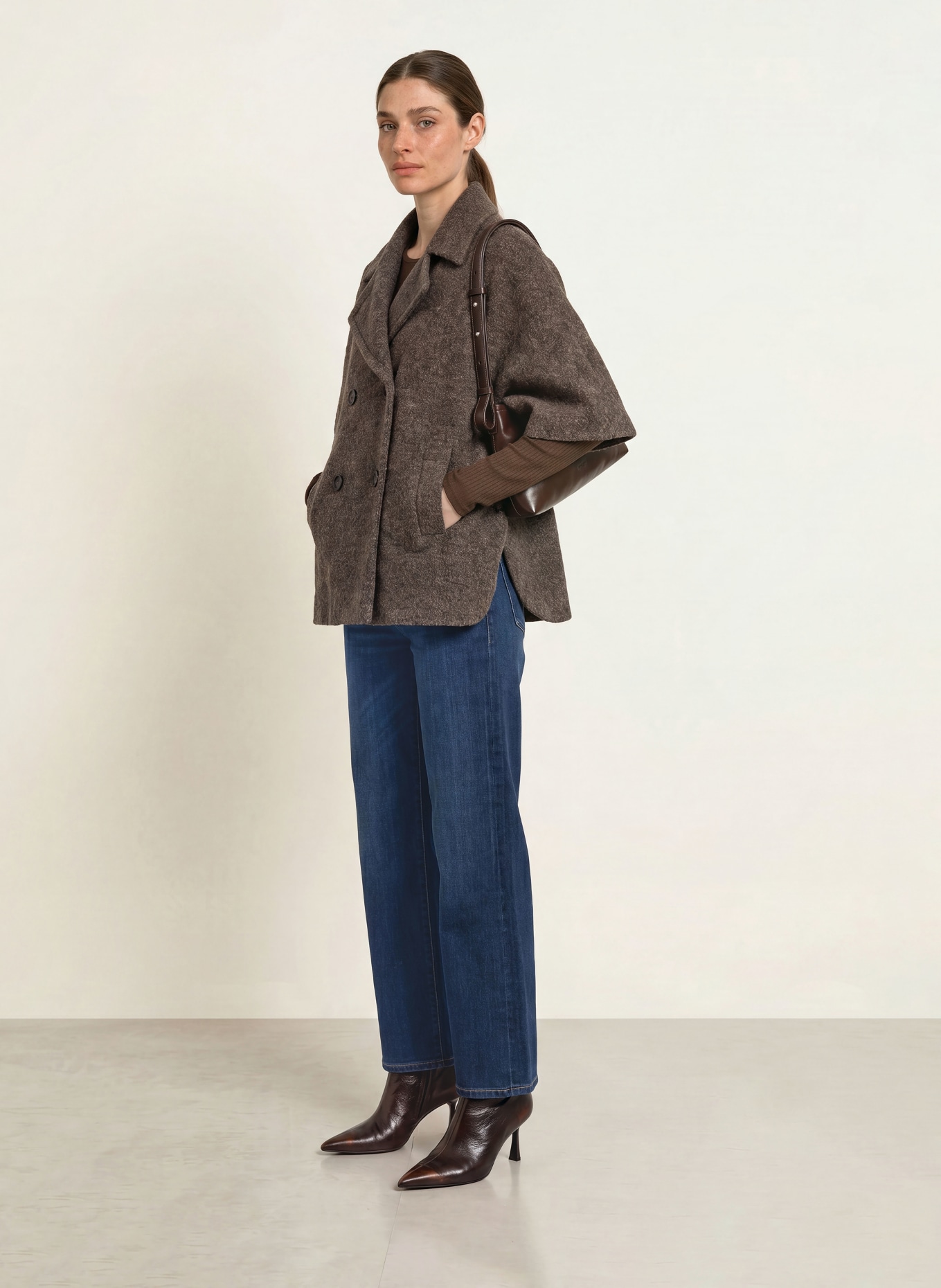 ICONS CINZIA ROCCA Cape en bouclé: GRIS FONCÉ