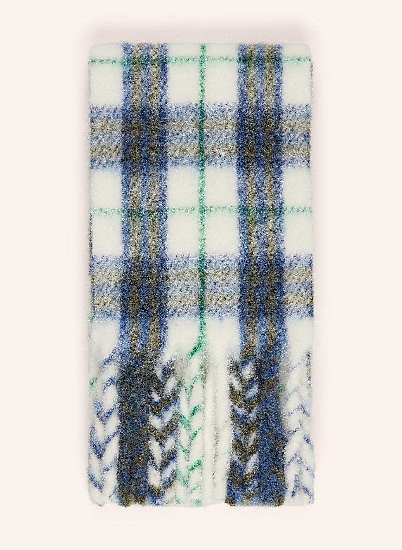 BURBERRY Szal z alpaki: BIAŁY / ZIELONY / NIEBIESKI