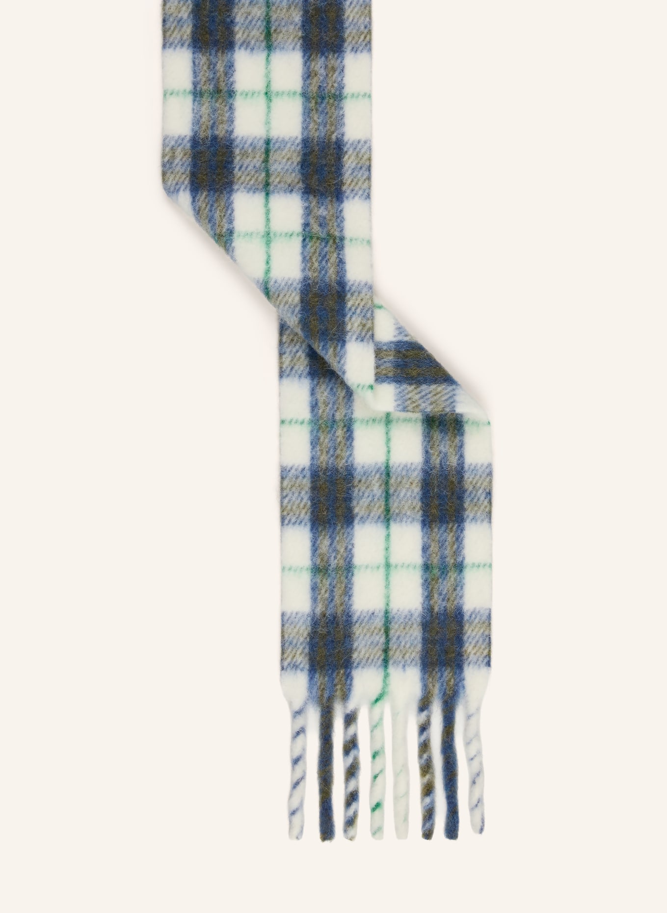 BURBERRY Szal z alpaki: BIAŁY / ZIELONY / NIEBIESKI