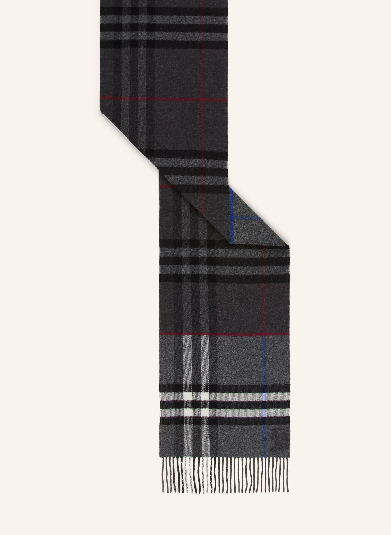 BURBERRY Kasjmier sjaal: DONKERGRIJS / BLAUW / WIT