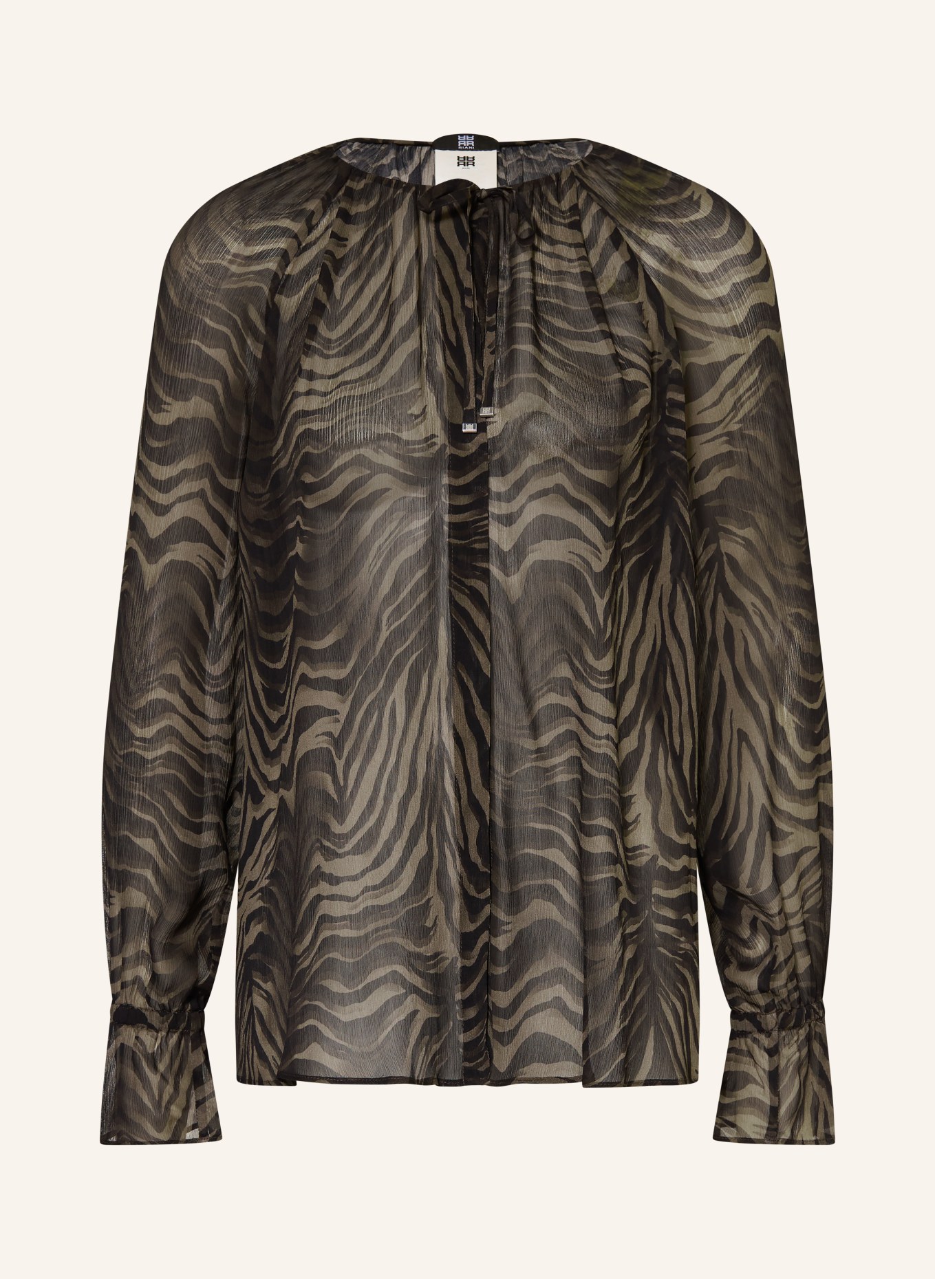 RIANI Blouse with ruffles: BROWN / BLACK